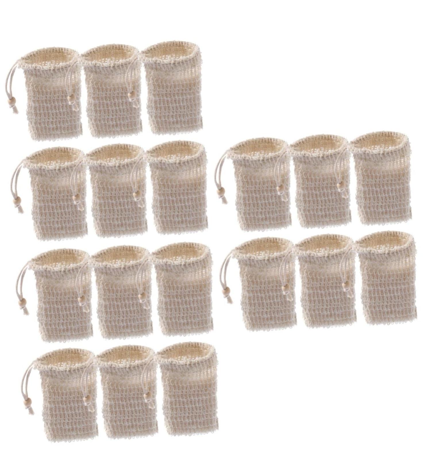 Baluue 18 Pcs Soap Bag Soap Exfoliating Pouch Portable Soap Saver Bag Exfoliating Sponge Cotton Linen Beige - Buy Online on GoSupps.com