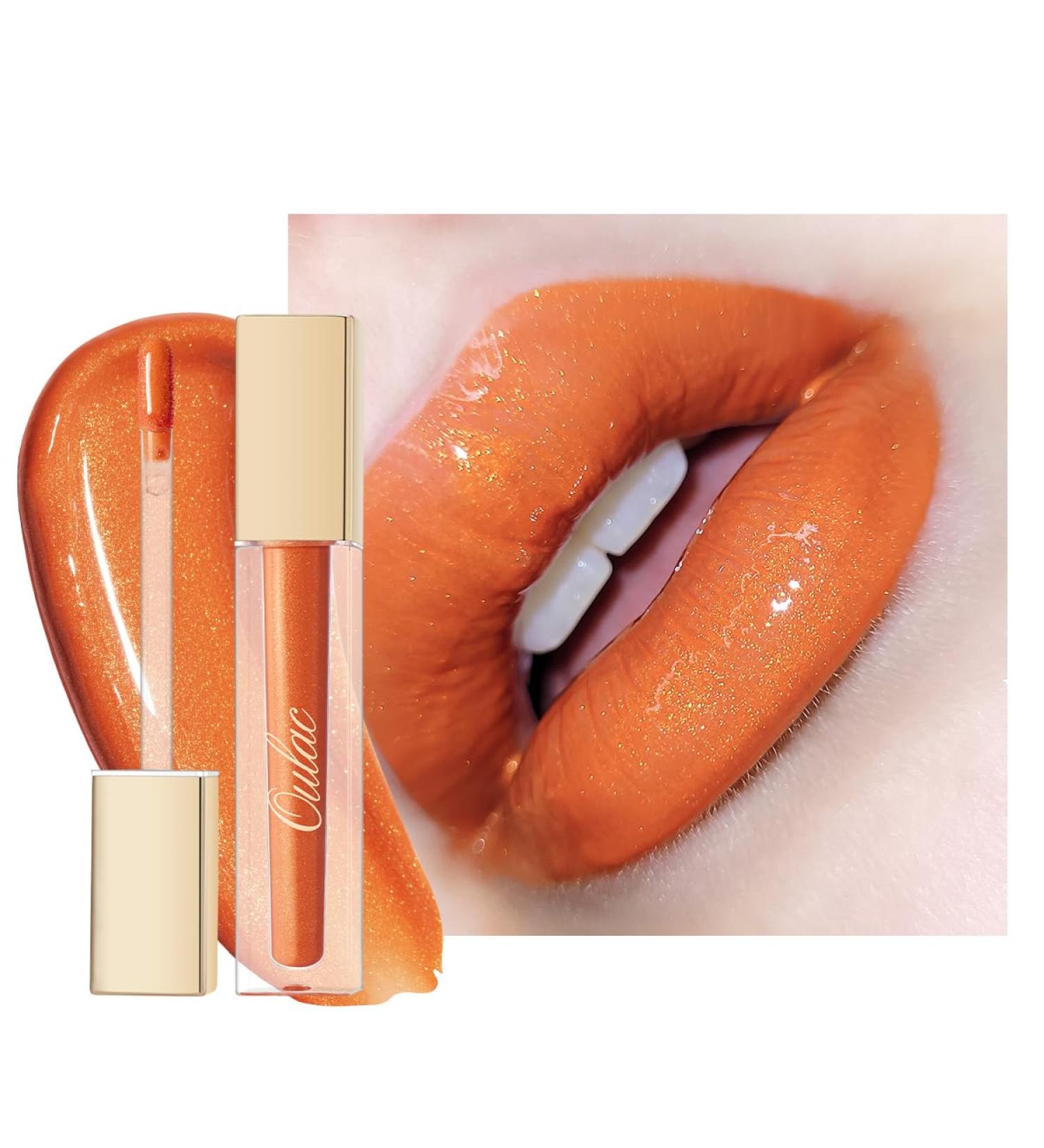Oulac 3D Hydra Lip Gloss Orange - Plumping Lip Gloss Moisturizing Liquid Lipstick | Transparent Lip Oil Gloss | Enriched with Rose Extract | Vegan Formula 4.5ml (S06) - Buy Online on GoSupps.com
