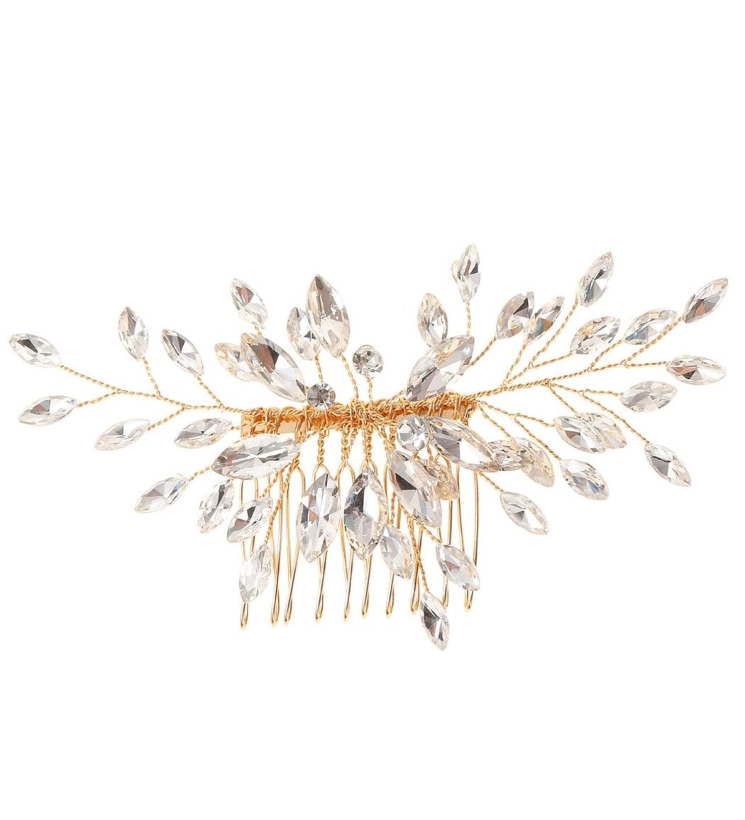 OLACD Elegant Wedding Hair Comb: Dainty Lightweight Rhinestone Bridesmaid Side Comb Classic 12 Trendy Trendy Party Lightweight Decorative Large Golden - Buy Online on GoSupps.com