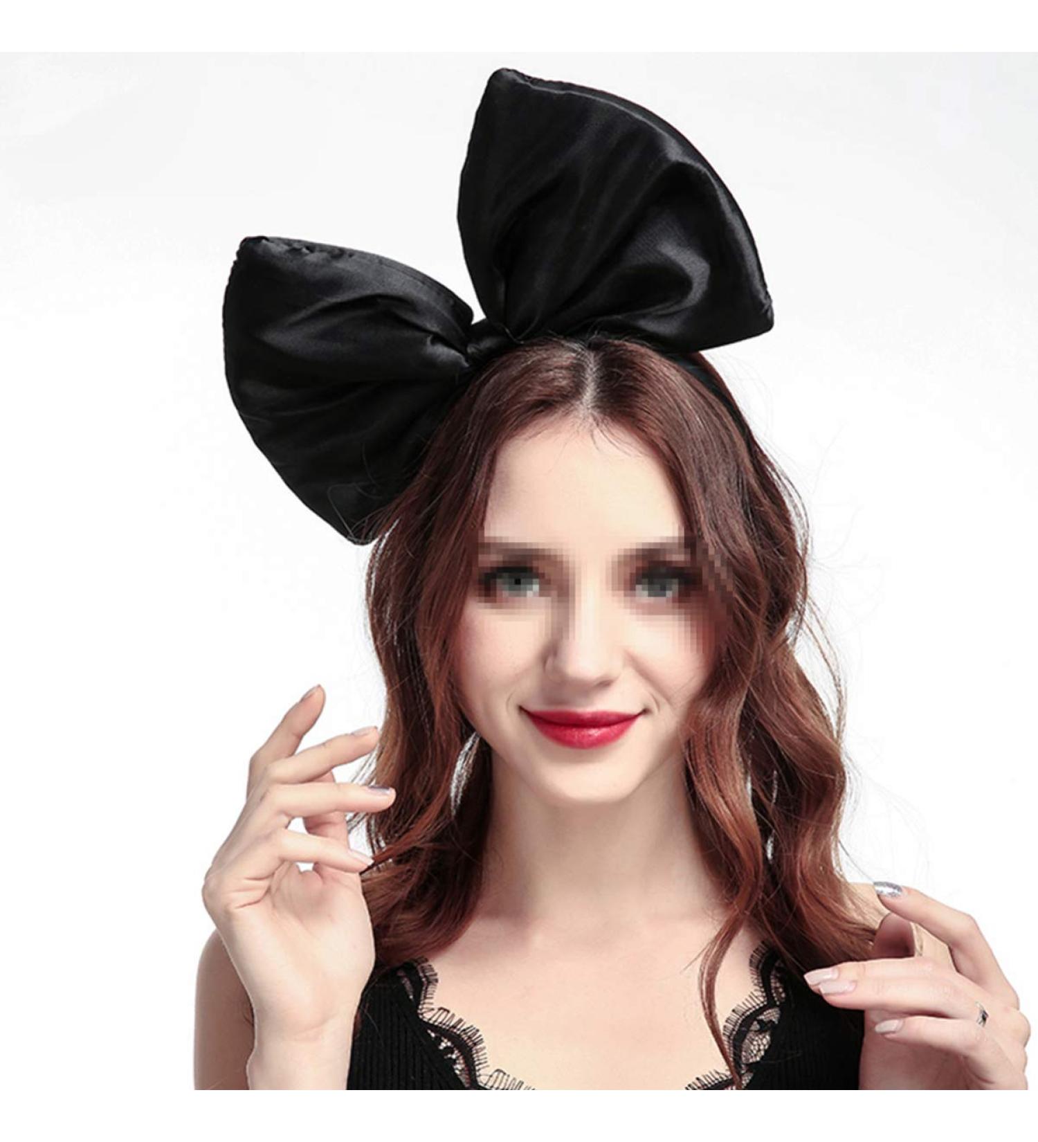 Minkissy Huge Bow Headband Candy Colored Hair Hoop Party Props Lovely Large Bowknot Hairband Party Props for Woman Girl(Black) - Buy Online on GoSupps.com