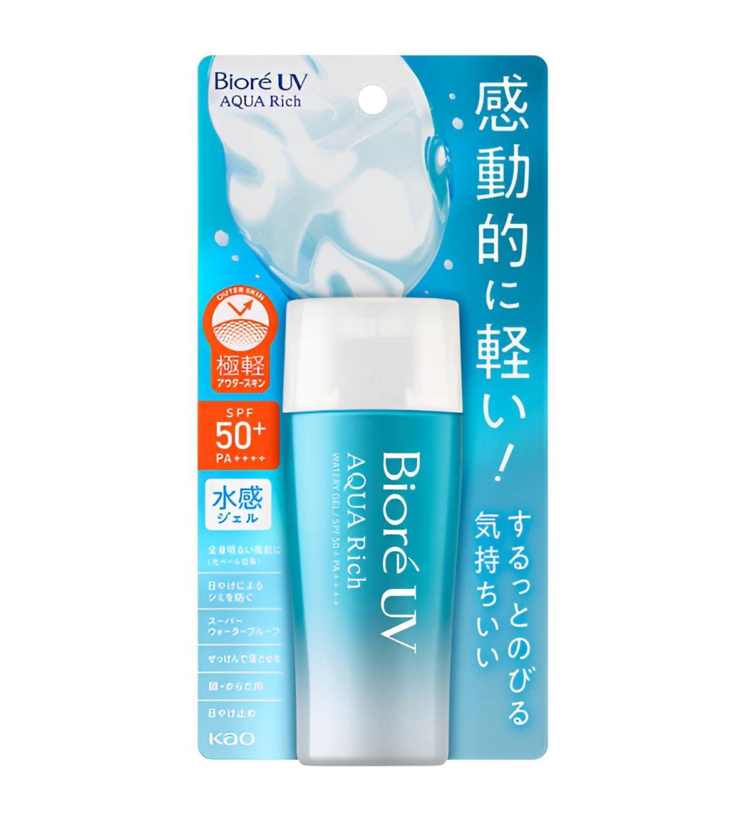 KAO Bior UV Biore UV Aqua Rich Watery Gel Sunscreen SPF50+ PA++++ 70 g Sunscreen Made in Japan 70 g (Pack of 1) 70.0 milliliters Pack of 1 - Buy Online on GoSupps.com