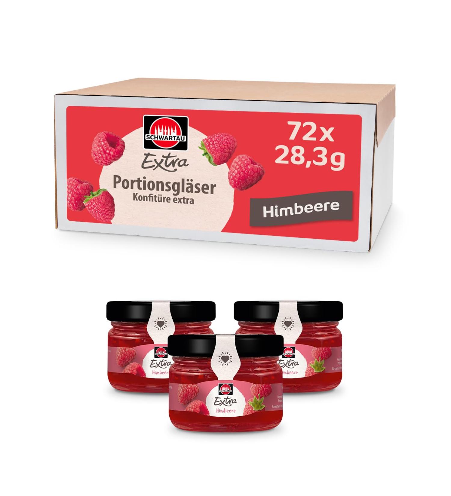 Buy Schwartau Extra Raspberry Jam Portion Jars 72 x 28.3g | International Shipping Available - Buy Online on GoSupps.com