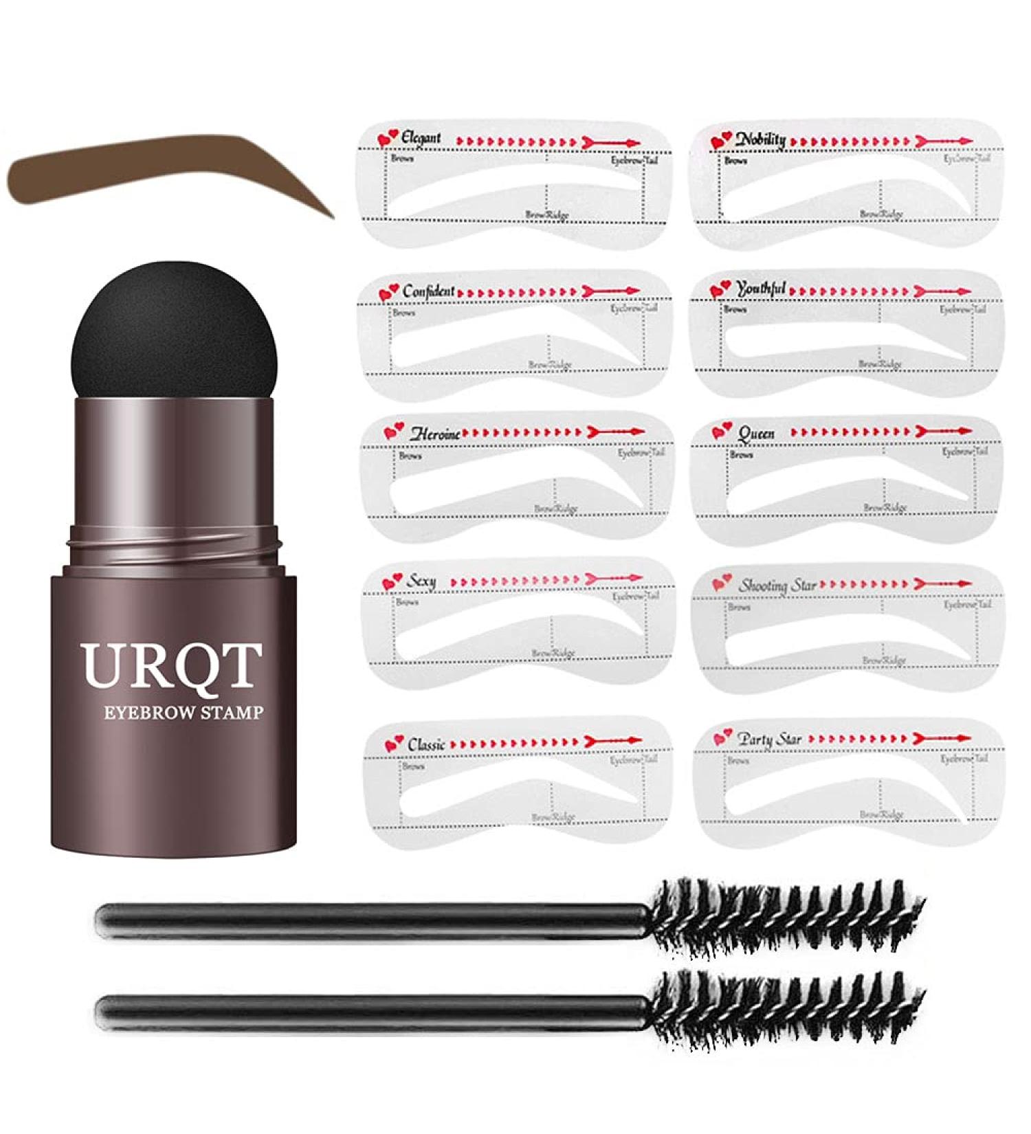 URQT One Step Eyebrow Stamp Kit - Long Lasting Makeup with Stencils, Razor & Brushes (Brunette) - Buy Online on GoSupps.com