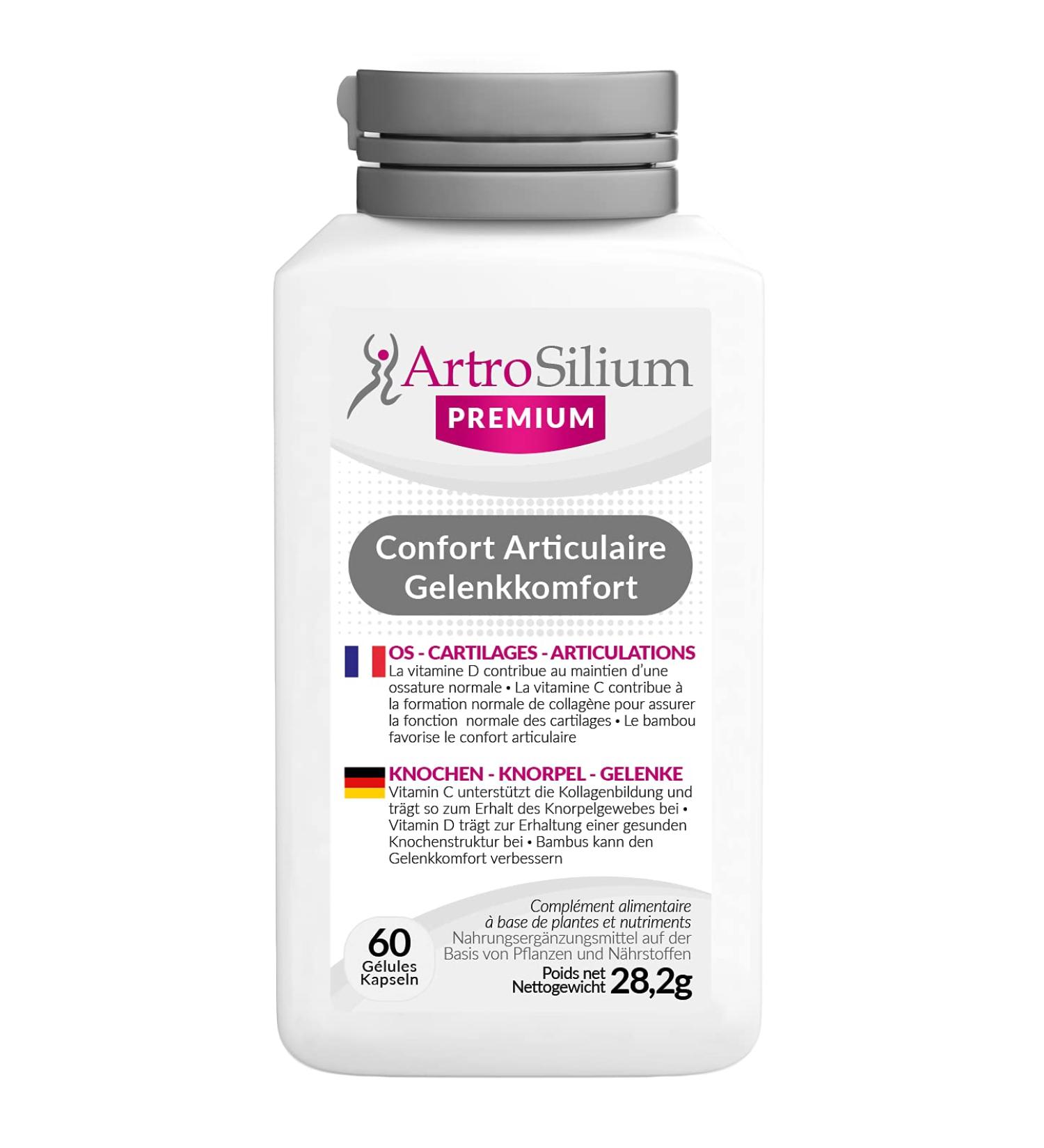 Artrosilium Premium 60 Capsules - Joint Complex: Silicon + Vitamin D3 + Vitamin C + Plant Complex - 1 Bottle 60 Days (1 x 60 Capsules) - Buy Online on GoSupps.com