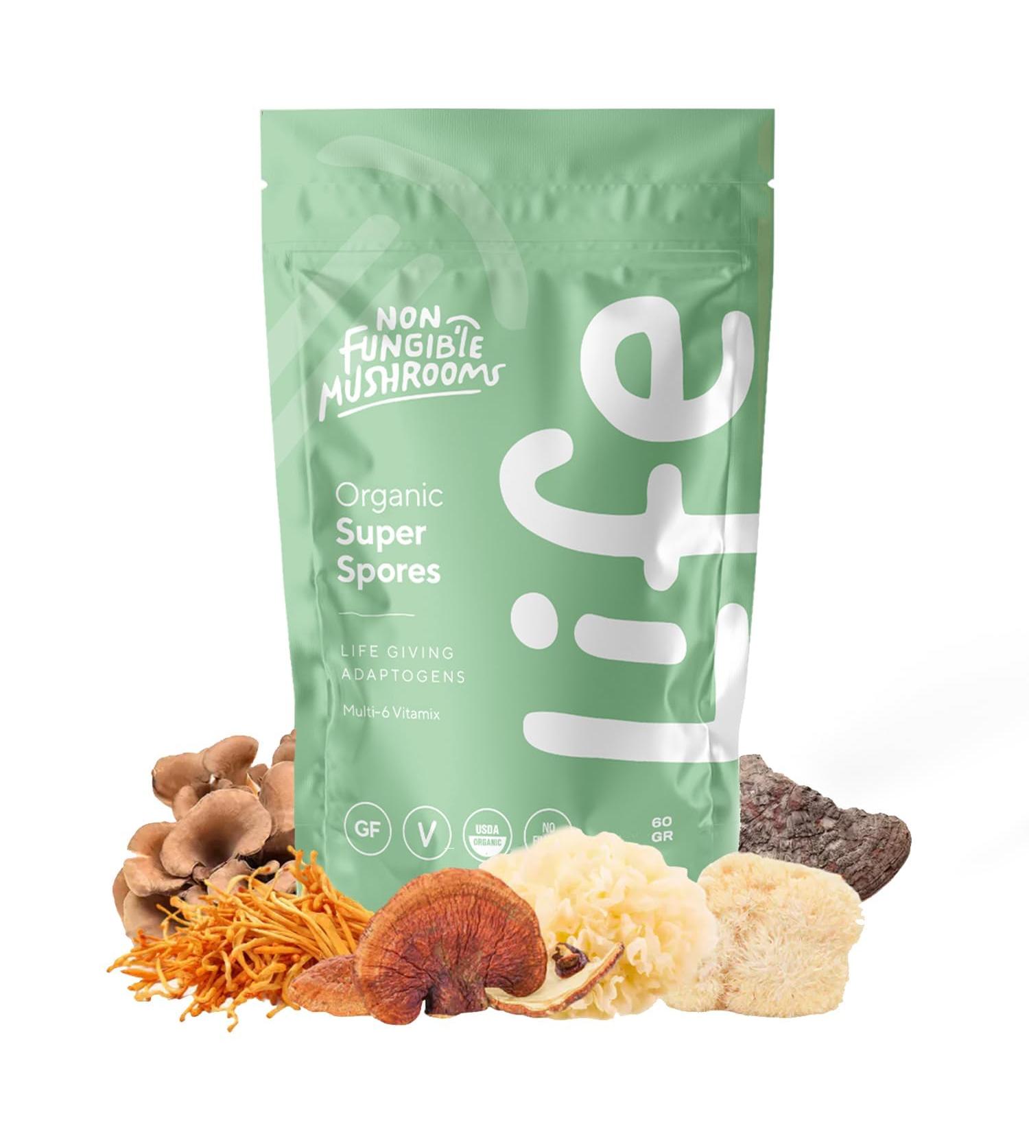 Non Fungible Mushrooms Life Daily Mushroom Powder 60g (30 Servings) | Organic Reishi Lion s Mane Cordyceps Maitake Tremella & Meshima | Daily Wellness Energy & Immune Support - Buy Online on GoSupps.com