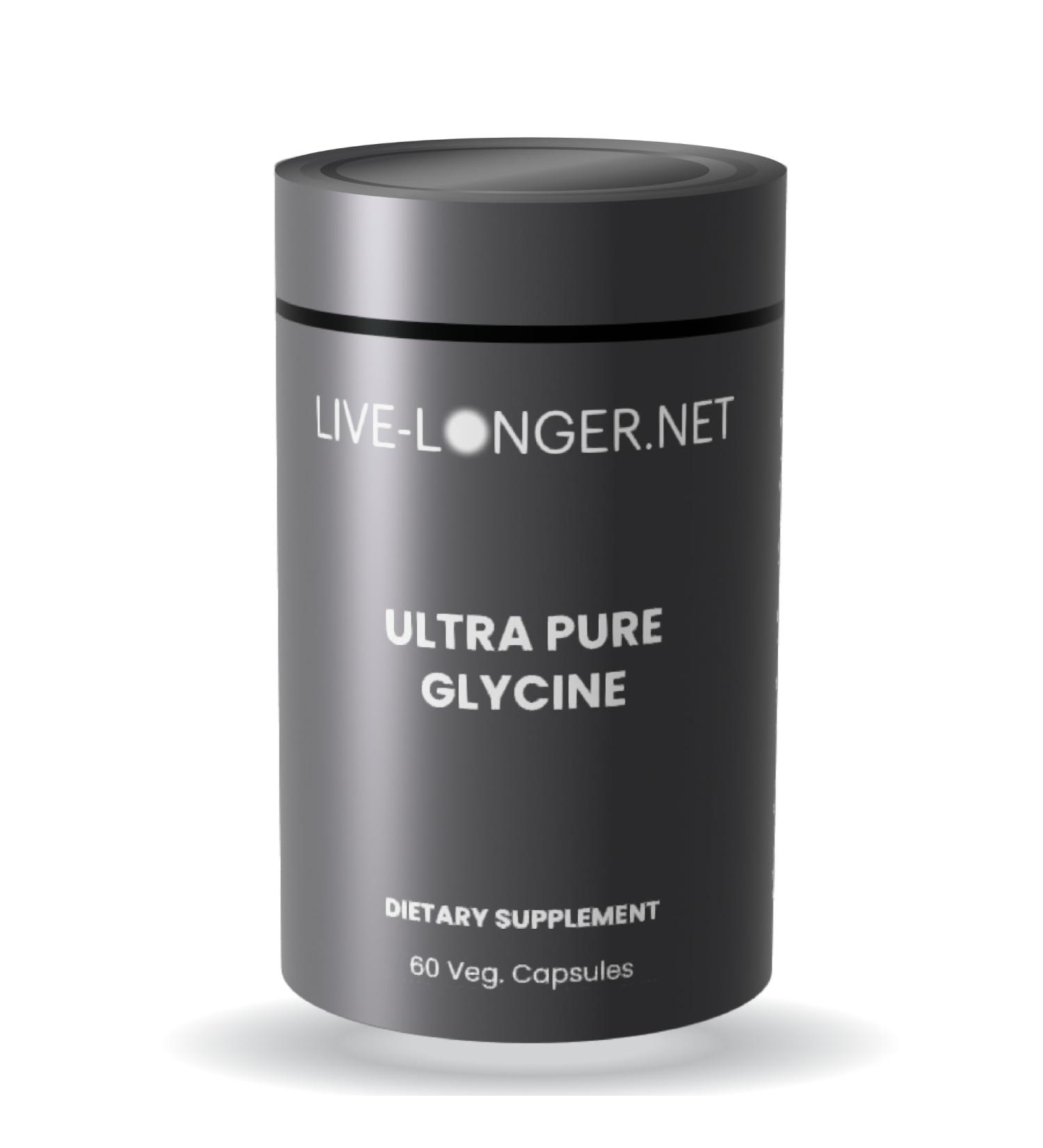 Live-Longer Ultra Pure Pure Glycine 500mg capsules 60 Count High Absorption for sleep quality muscle function and cognitive function. - Buy Online on GoSupps.com