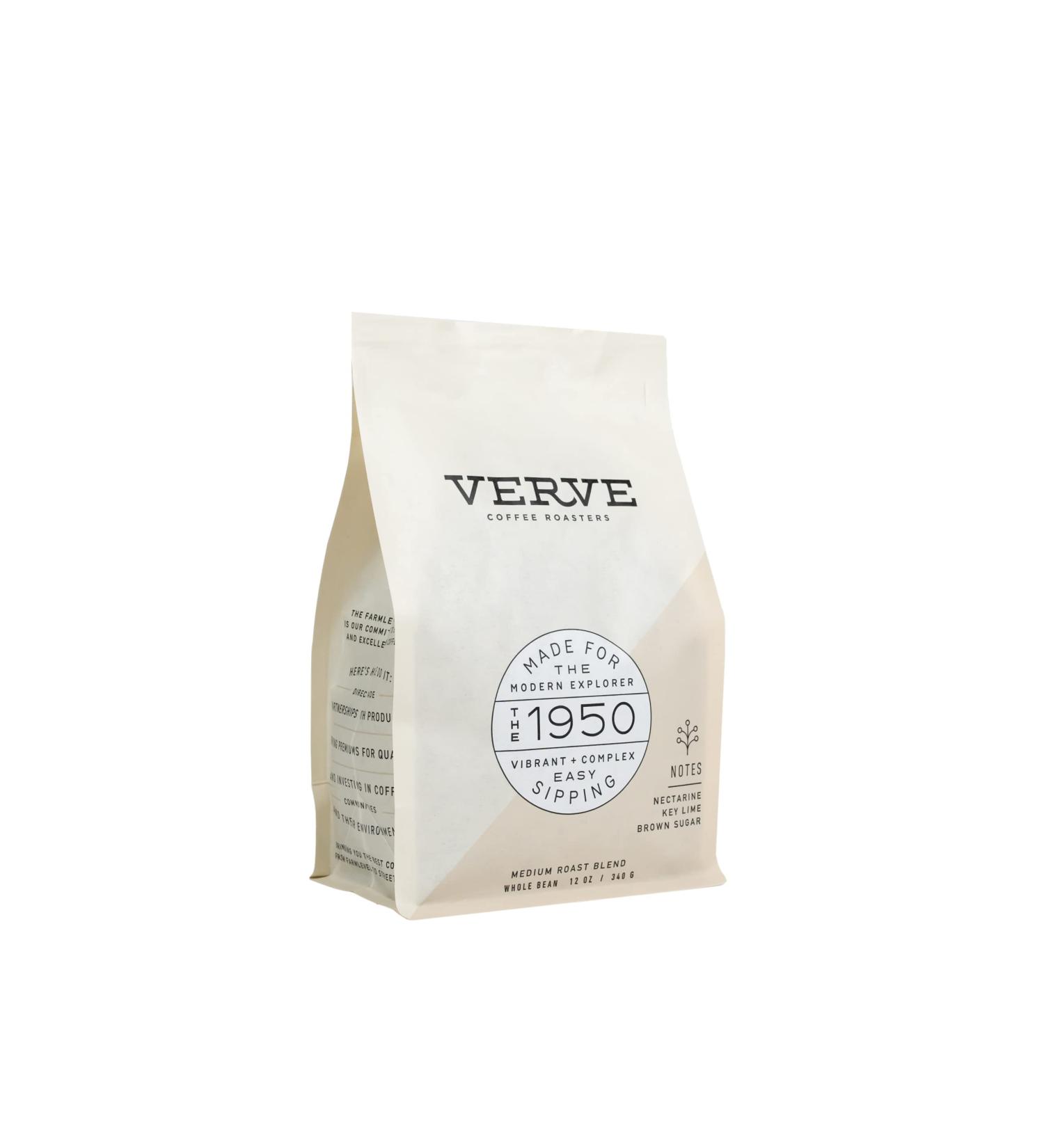 Verve Coffee Roasters 1950 Blend Whole Bean Coffee | Medium Roast Ethiopian Blend | Direct Trade | 12oz Resealable Bag - Buy Online on GoSupps.com