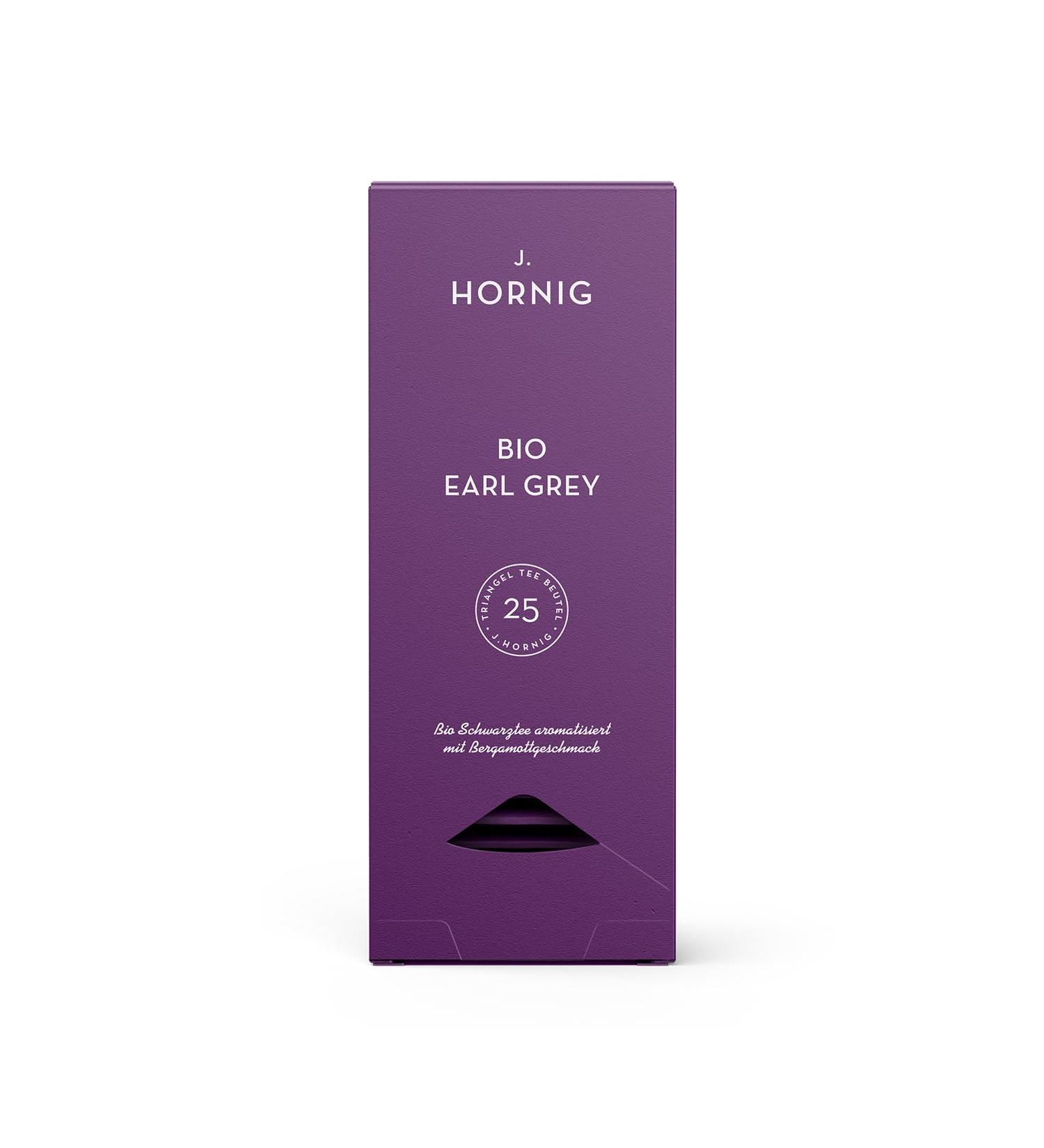 Buy J. Hornig Bio Earl Grey Tea - Organic Black Tea with Bergamot in Eco-Friendly Pyramids | 25 Biodegradable Tea Bags - International Shipping Available! - Buy Online on GoSupps.com