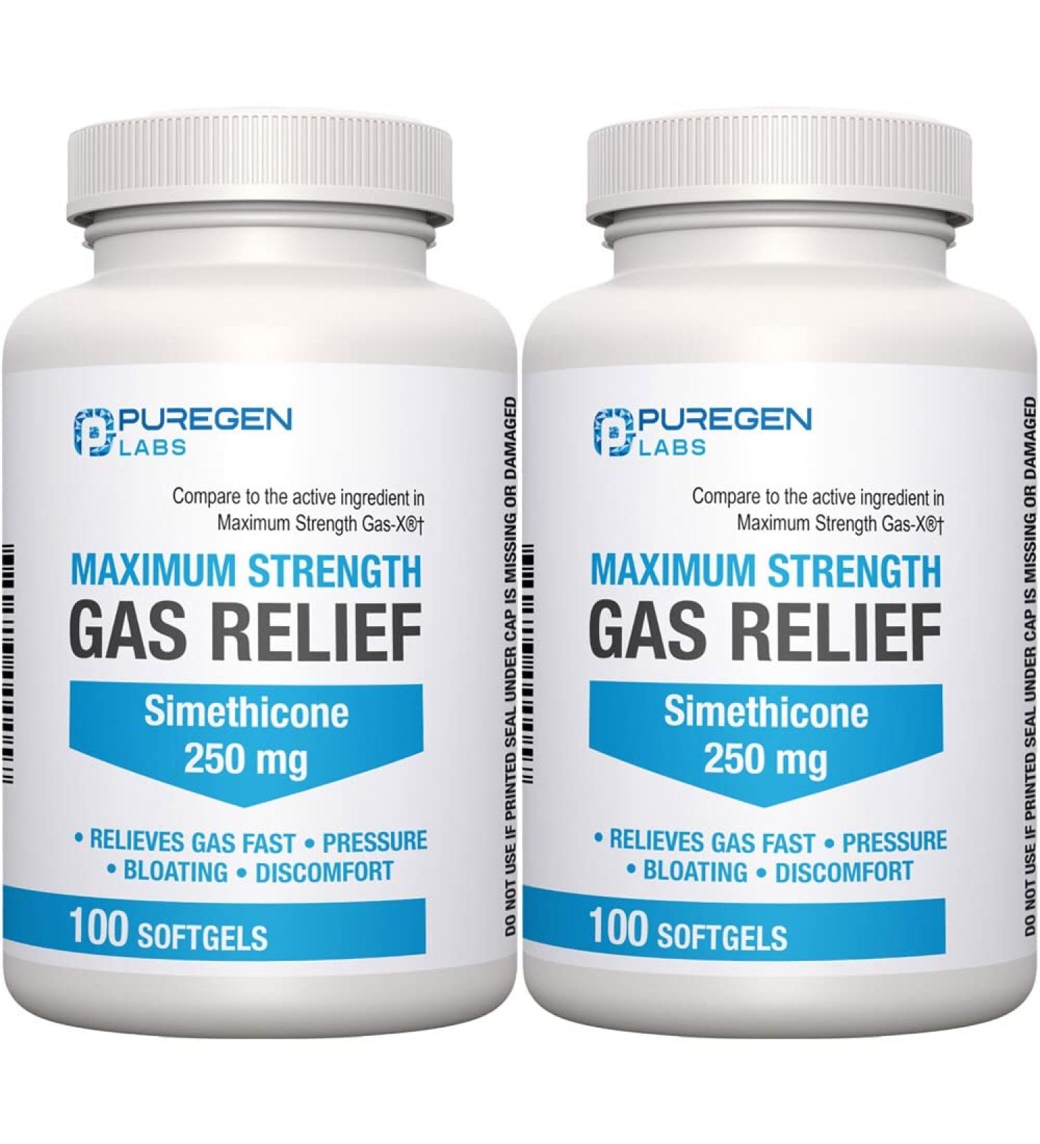 Maximum Strength Gas Relief Softgels 250mg - 200 Count - Relieve Pressure, Bloating & Discomfort - Comparable to Gas-X & Phazyme - Buy Online on GoSupps.com