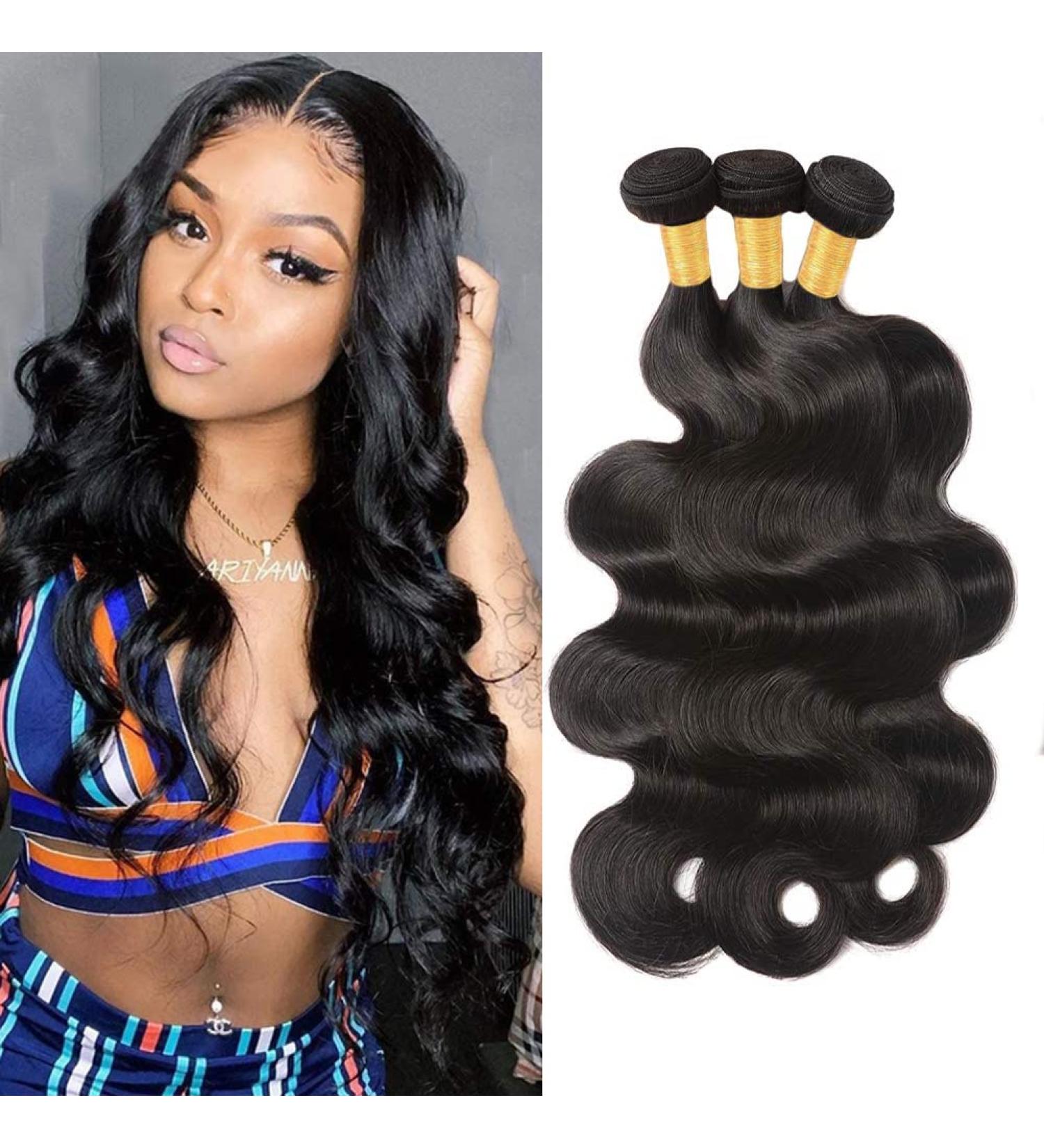 Yahmgc Hair 10A Body Wave 3 Bundles - 100% Unprocessed Virgin Brazilian Remy Human Hair Extensions - Natural Color - 20 22 24 Body Wave Bundles - Buy Online on GoSupps.com
