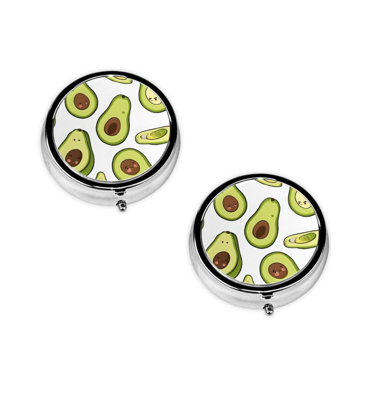 Cartoon Pears Round Pill Box - 3 Compartment Mini Decorative Travel Medicine Organizer - Buy Online on GoSupps.com