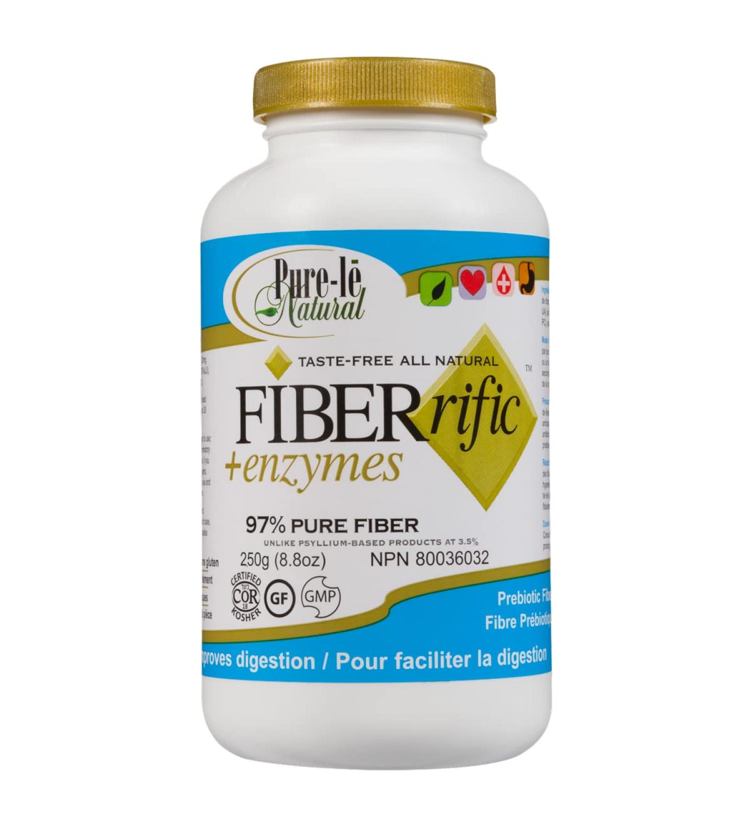 Fiberrific +Enzymes 250g (60 servings) Vegan Digestive Supplement - Mixes clear NO taste NO texture NEVER Thickens. - Buy Online on GoSupps.com