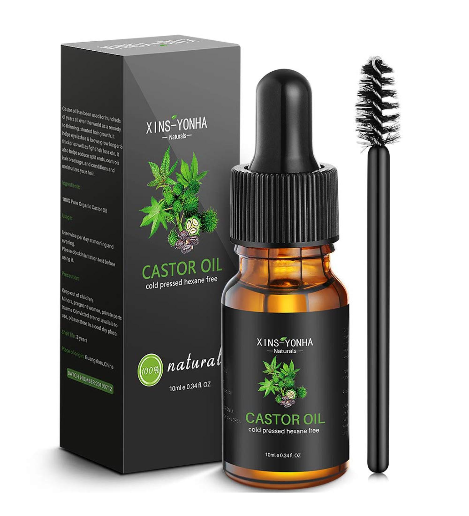 Castor Oil Hair Growth Oil Pure Cold Pressed Castor Oil for Eyelashes Eyebrows Lash Nail Hair Growth Serum Eyebrow Growth Serum Lash Oil with Eyelash Brush Skin Care Ricin Oil (10ml) 10ml  - Buy Online on GoSupps.com