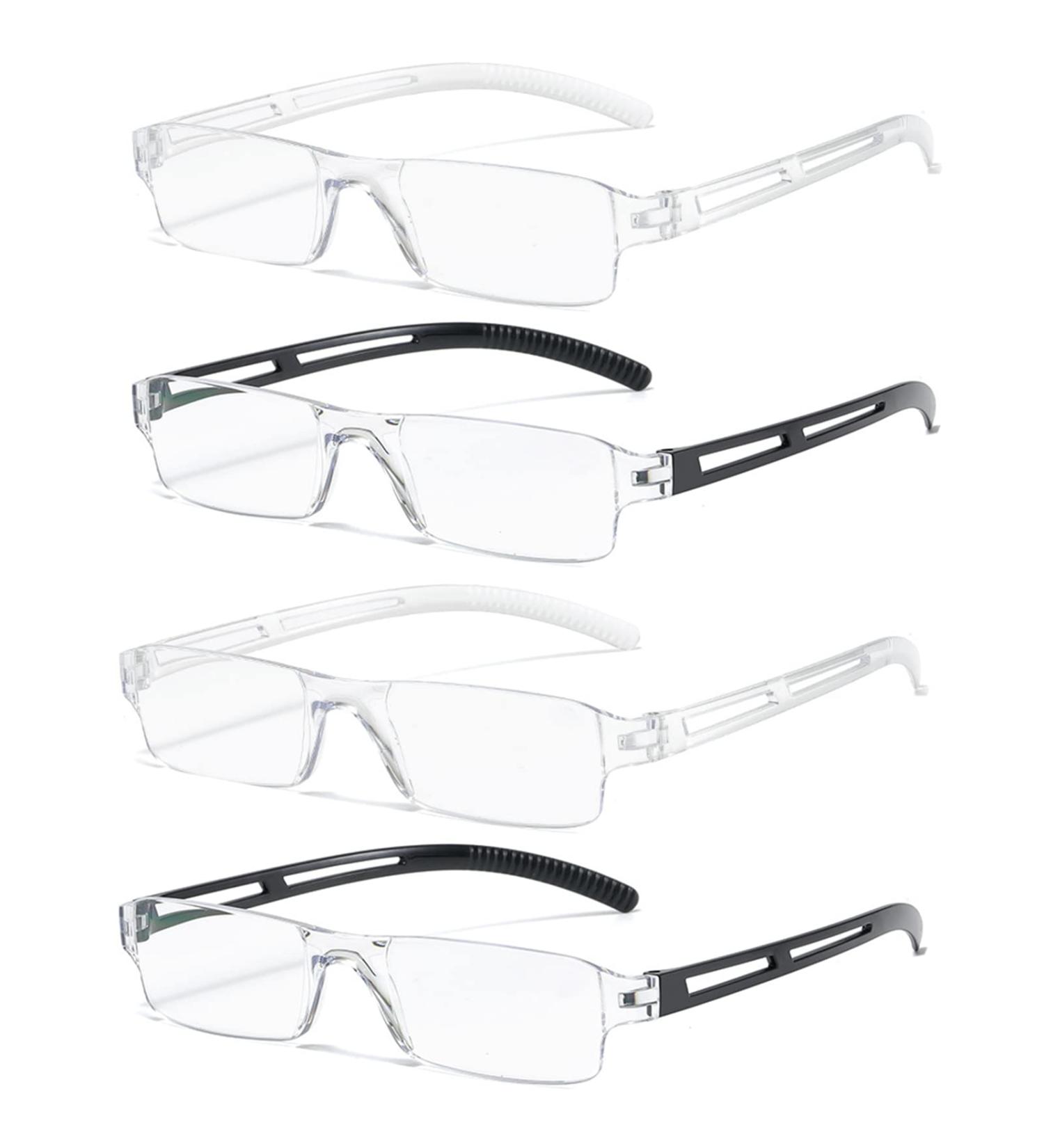 Kodilin 4-Pack Frameless Blue Light Filter Reading Glasses for Men & Women - Anti-Blue Light Readers in Black & Clear - 2.5x Magnification - Buy Online on GoSupps.com