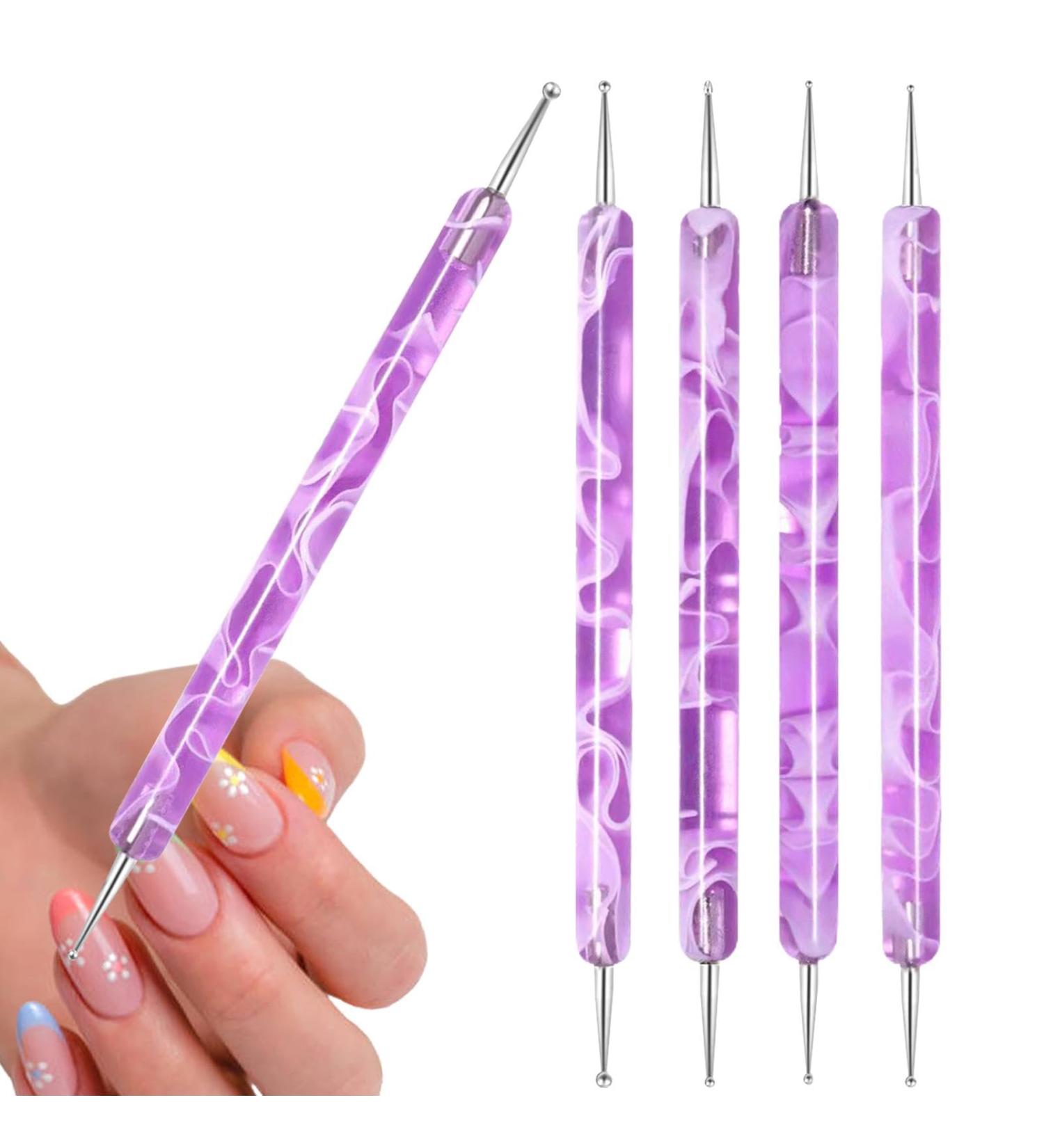 Double Sided Brush Nail Liner Brush - 5 Pieces Nail Liner Brush Dotting Pen | Double Sided Nail Dotting Drawing Tool Multifunctional Nail Brushes Nail Liner Brush Dotting Pen purple - Buy Online on GoSupps.com