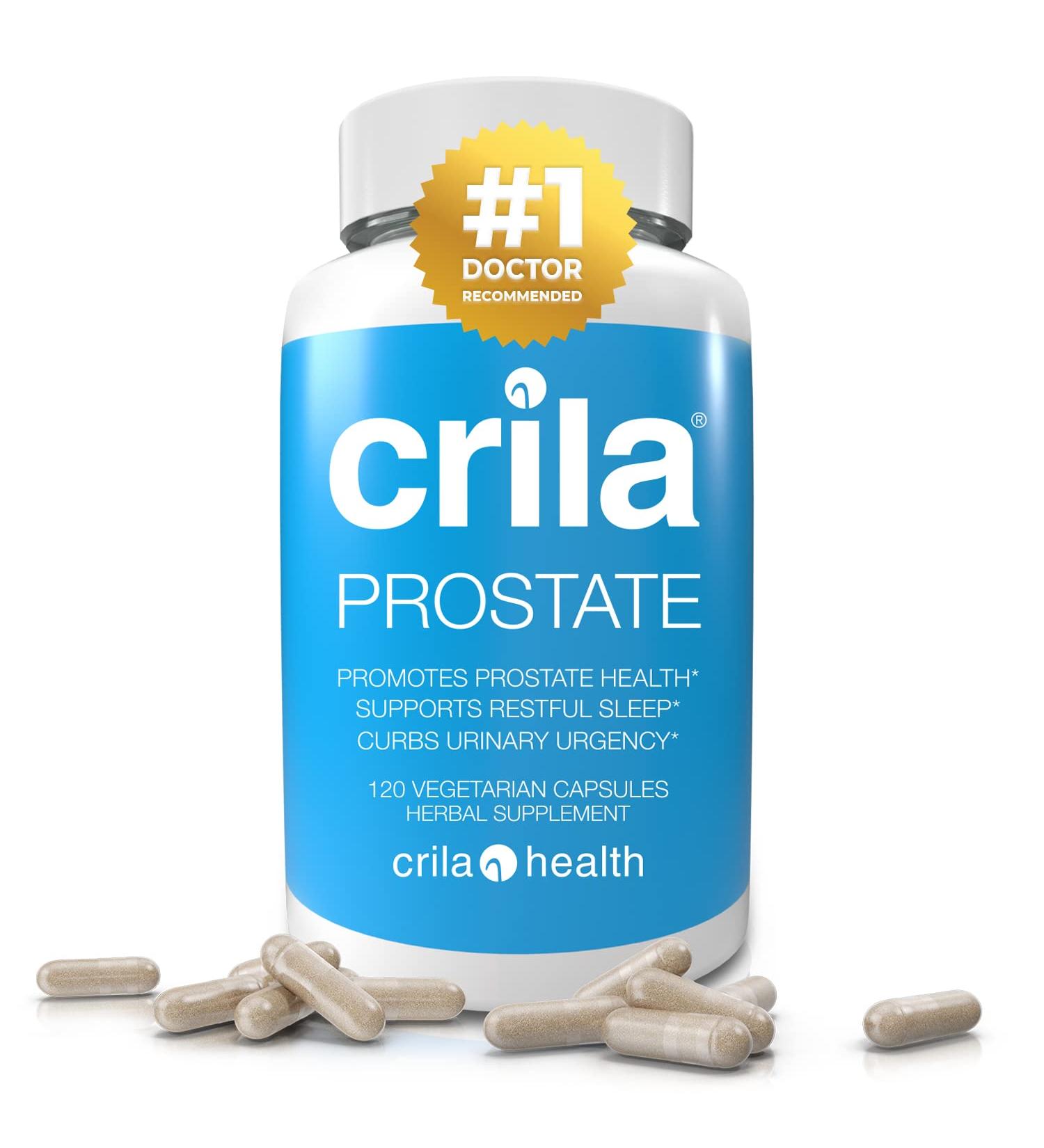 CRILA Prostate Supplements for Men - Natural Formula for Fewer Bathroom Trips & Improved Sleep - Patented Prostate Support - 120 Ct - Buy Online on GoSupps.com