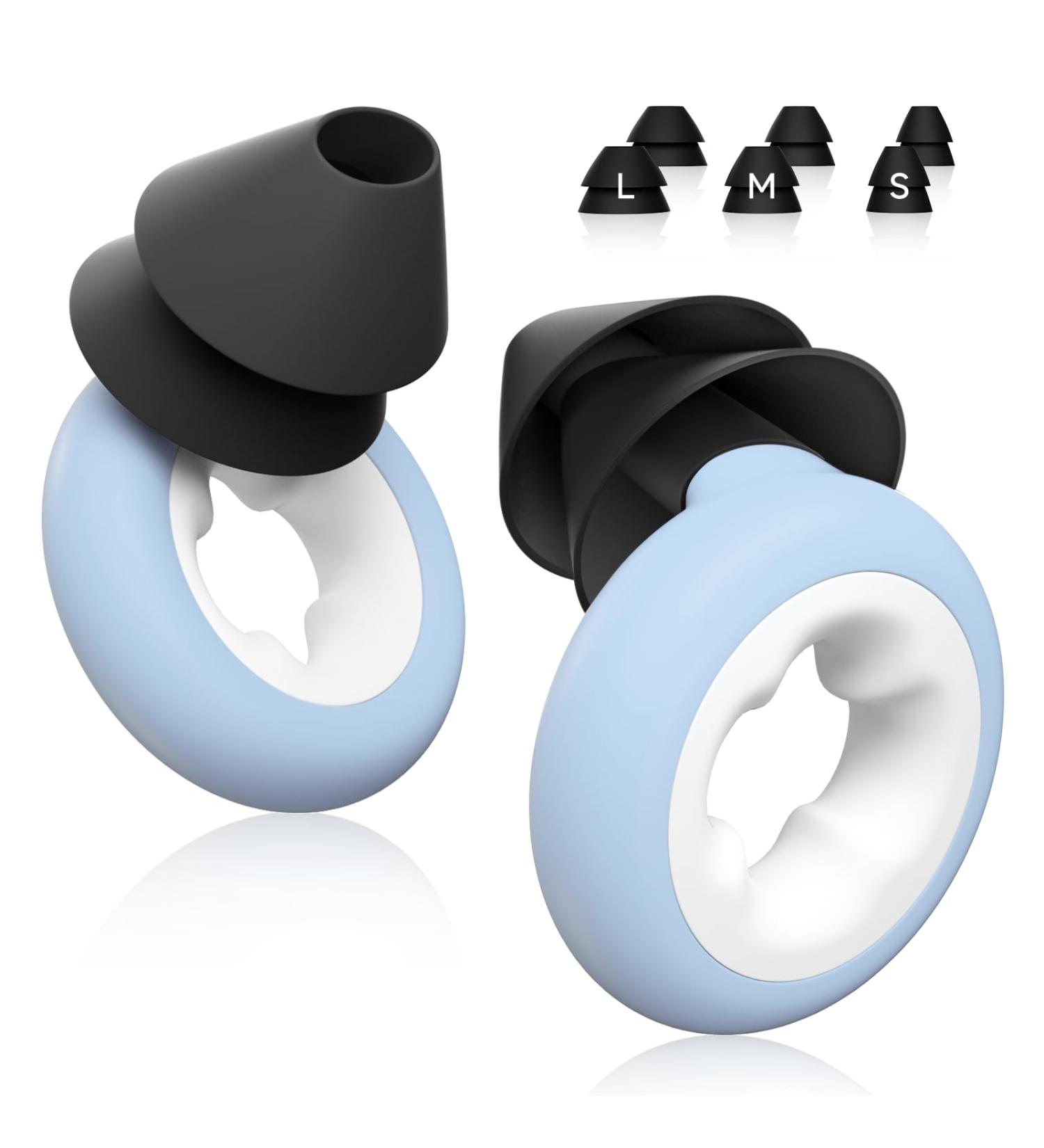Buy Ear Plugs for Sleeping - Reusable Silicone Noise Reduction Earplugs with 33dB Protection - 6 Sizes & Sky Blue Color - Buy Online on GoSupps.com