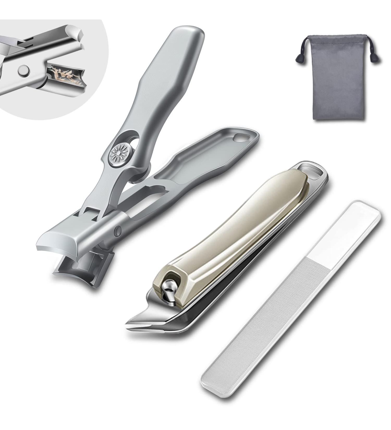 Professional Nail Clippers Set for Thick Nails - Anti Splash Design, Slanted Edge - Ideal for Seniors, Men and Women - Buy Online on GoSupps.com