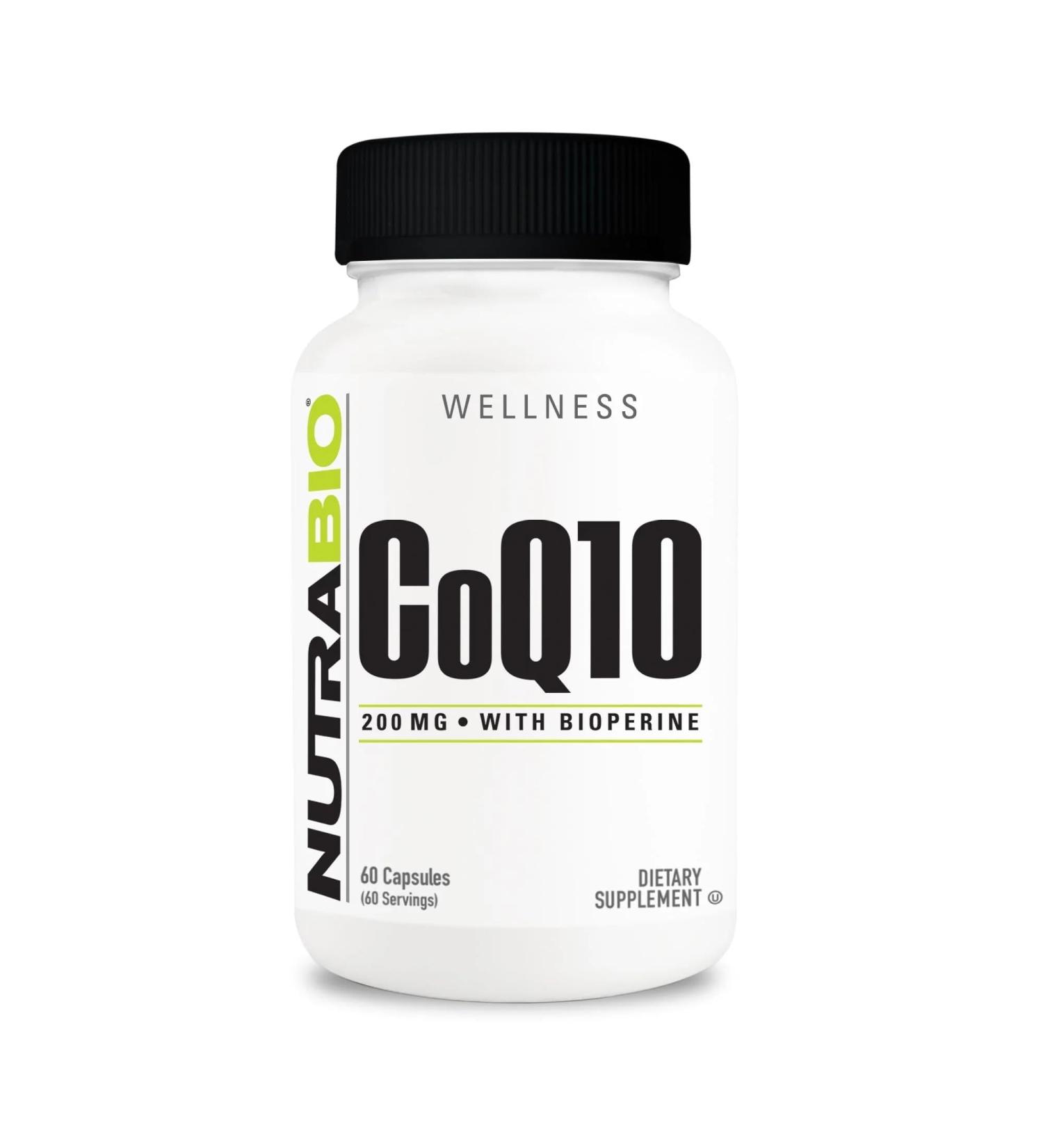 NutraBio CoQ10 Dietary Supplement with Bioperine Healthy Heart Function & Cellular Energy Production 200mg - 60 Capsules CoQ10 with Bioperine -200mg - Buy Online on GoSupps.com