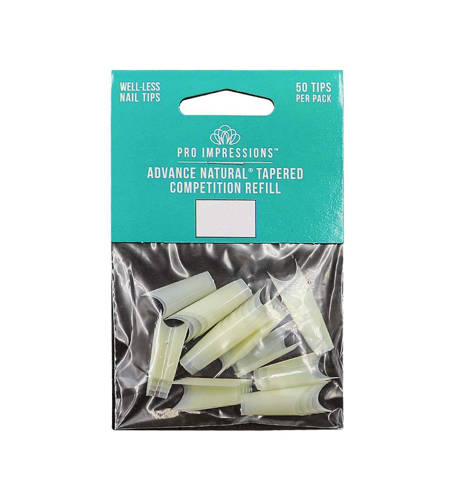 Pro Impressions Advance Natural Tapered Competition 50 Nail Tips Size 8