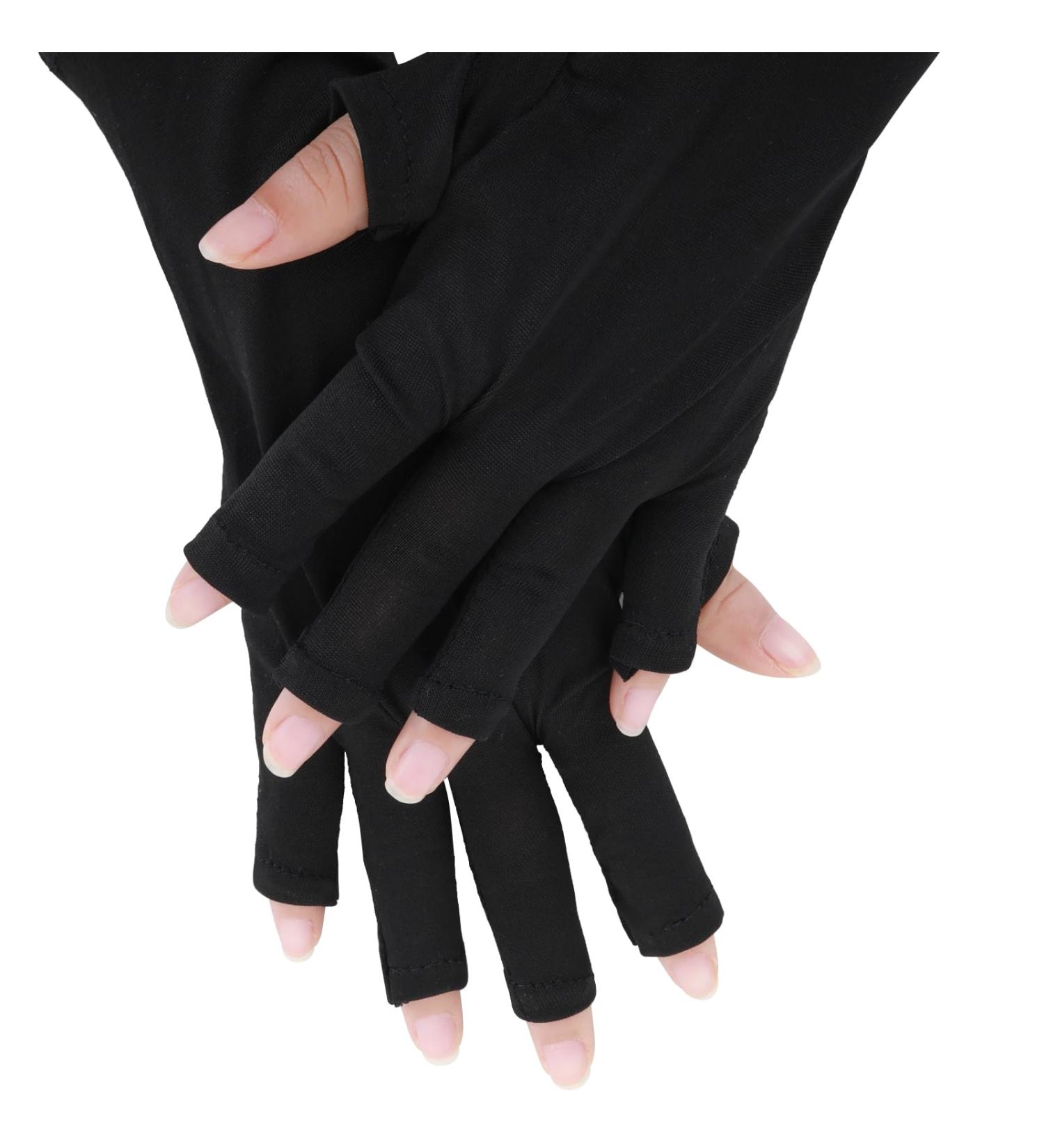 simarro Anti-UV Gloves for Gel Nail Lamp Professional UPF50+ UV Protection Gloves for Manicures UV Sun Protection Fingerless Gloves Protect Hands from UV for Light(Black Fingerless) - Buy Online on GoSupps.com