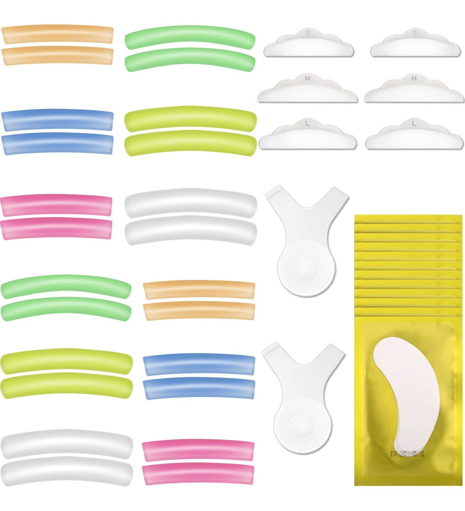 44pcs Eyelash Perming Curler Shield Pads Kit 12 Pair 6 Sizes Lash Lift Pads Silicone 12 Pack Eye Gel Pad Patches with 2 Pieces Y Shape Brushes and 3 Pair Lash Lift Rods Pads for Eyelash Lifting - Buy Online on GoSupps.com