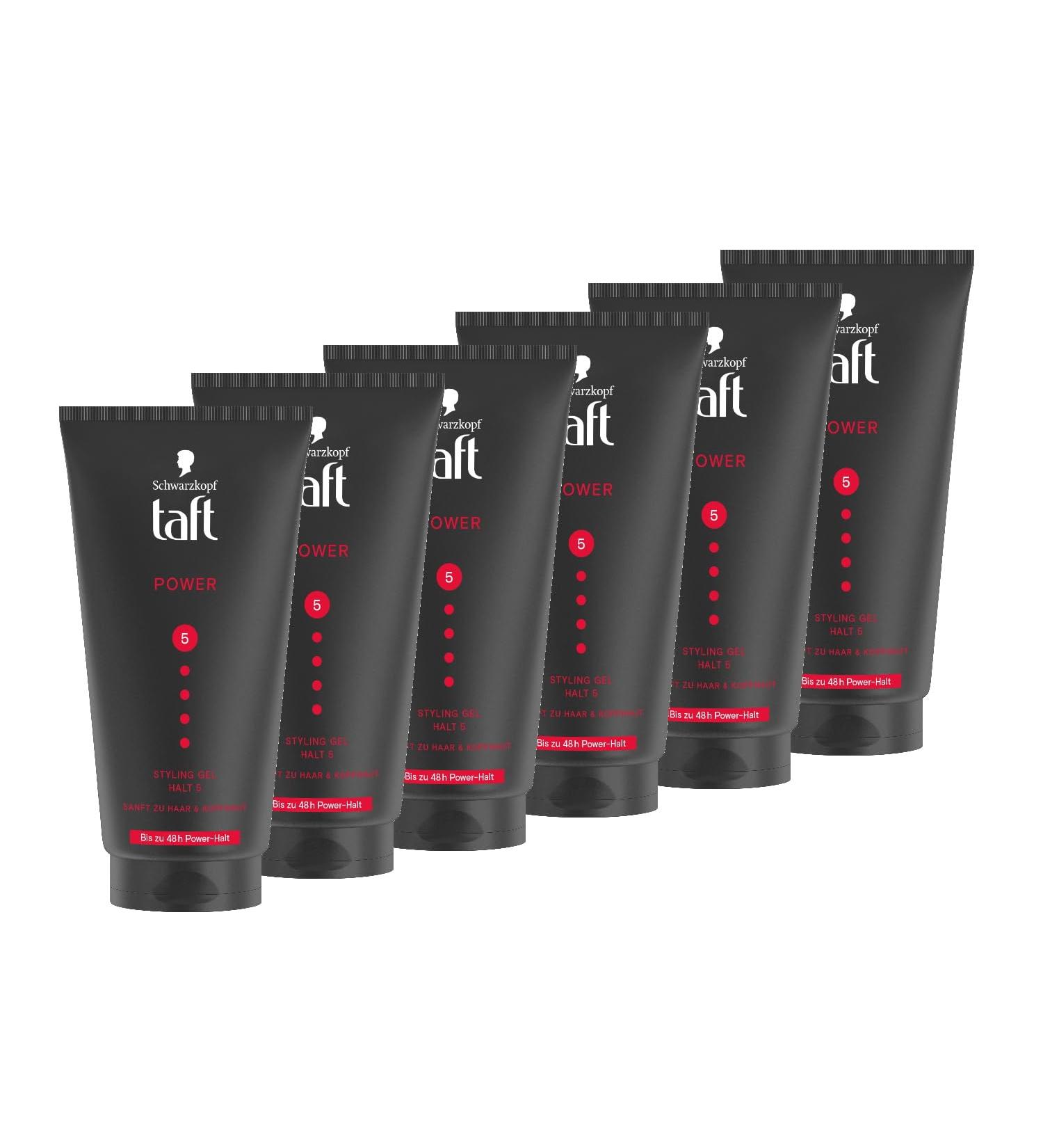 handle Schwarzkopf TAFT Gel Power 6 x 150 ml hair gel for up to 48 hours of strong hold gentle on hair and scalp vegan gel - Buy Online on GoSupps.com