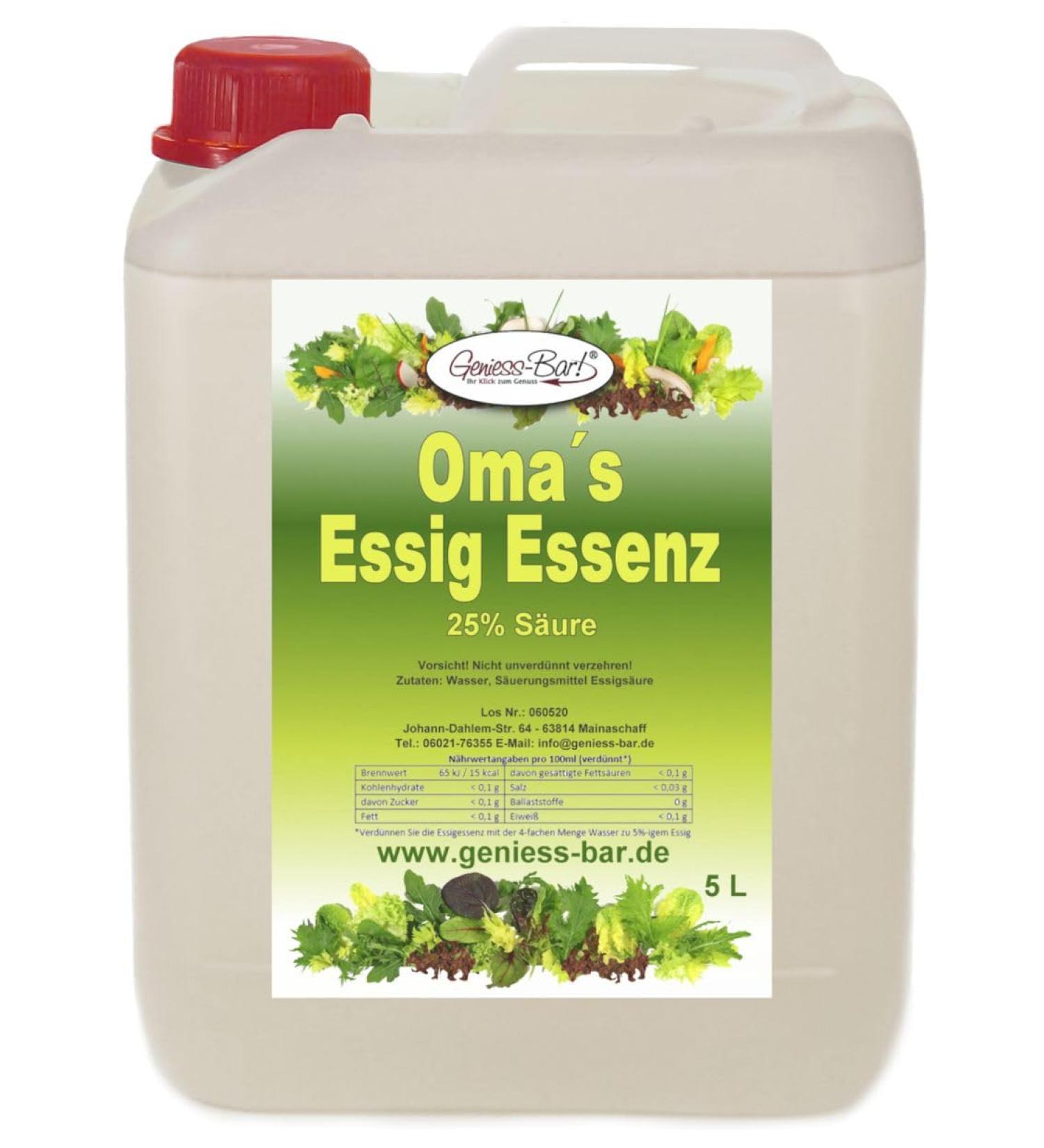 Grandma s vinegar essence 25% acid 5 liters of taste winners for the good cuisine & household/descaling/cleaning without chemical vinegar essence 25 percent