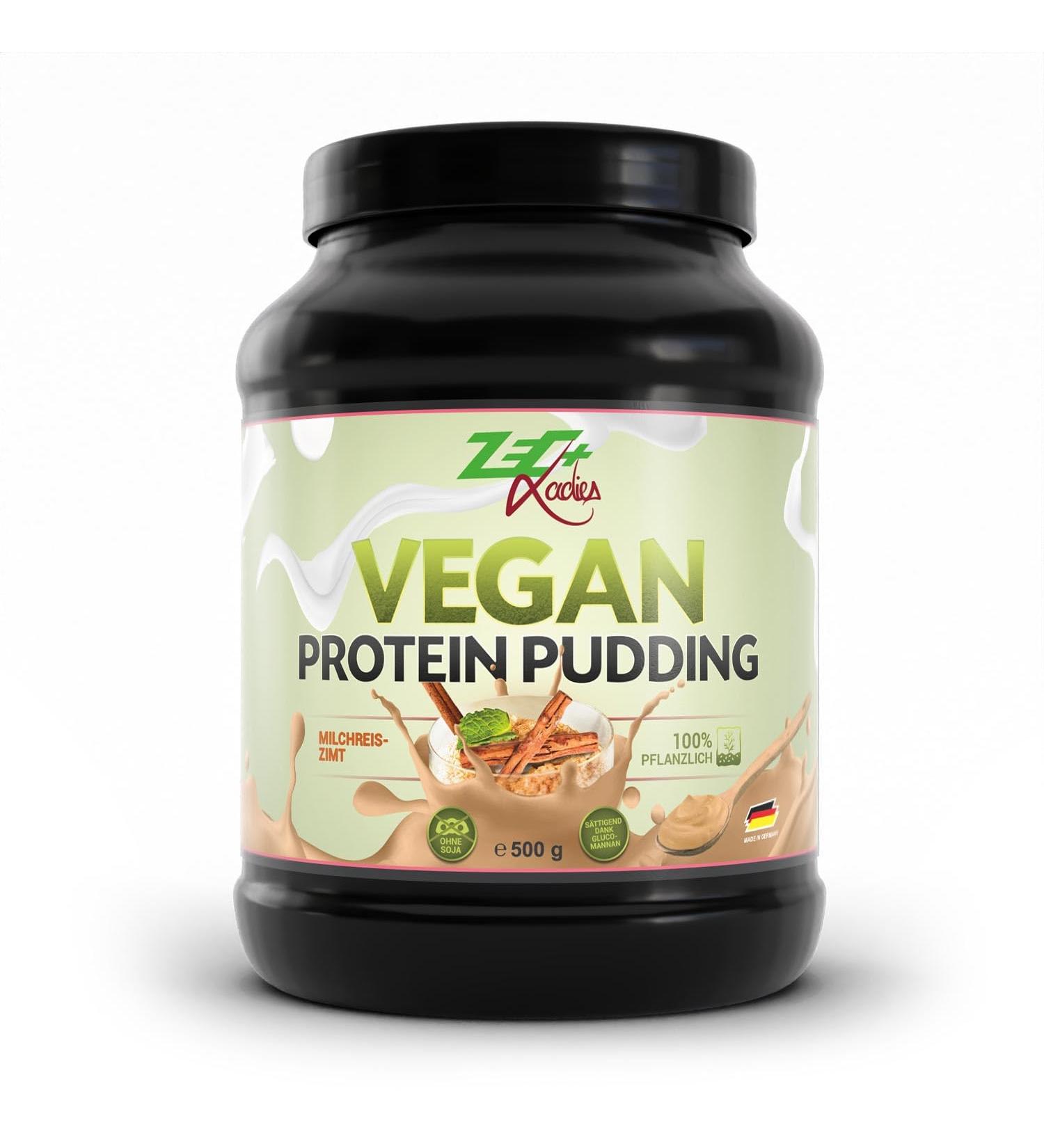 ZEC Nutrition ZEC+ Nutrition LADIES VEGAN PROTEIN PUDDING highquality protein dessert with glucomannan Low Carb milk rice cinnamon 500 g MilchreisZimt 500g - Buy Online on GoSupps.com
