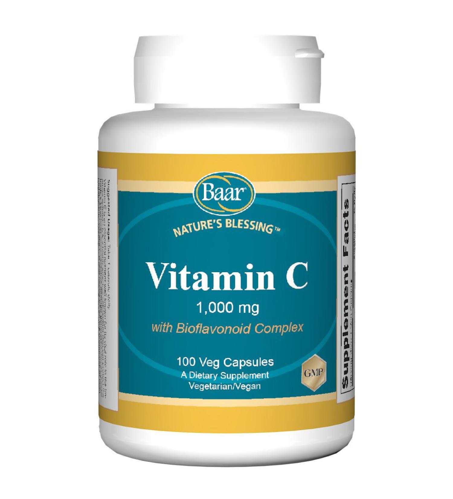Baar Nature's Blessing Vitamin C 1 000 mg with Bioflavonoid Complex 100 Vegetarian Capsules