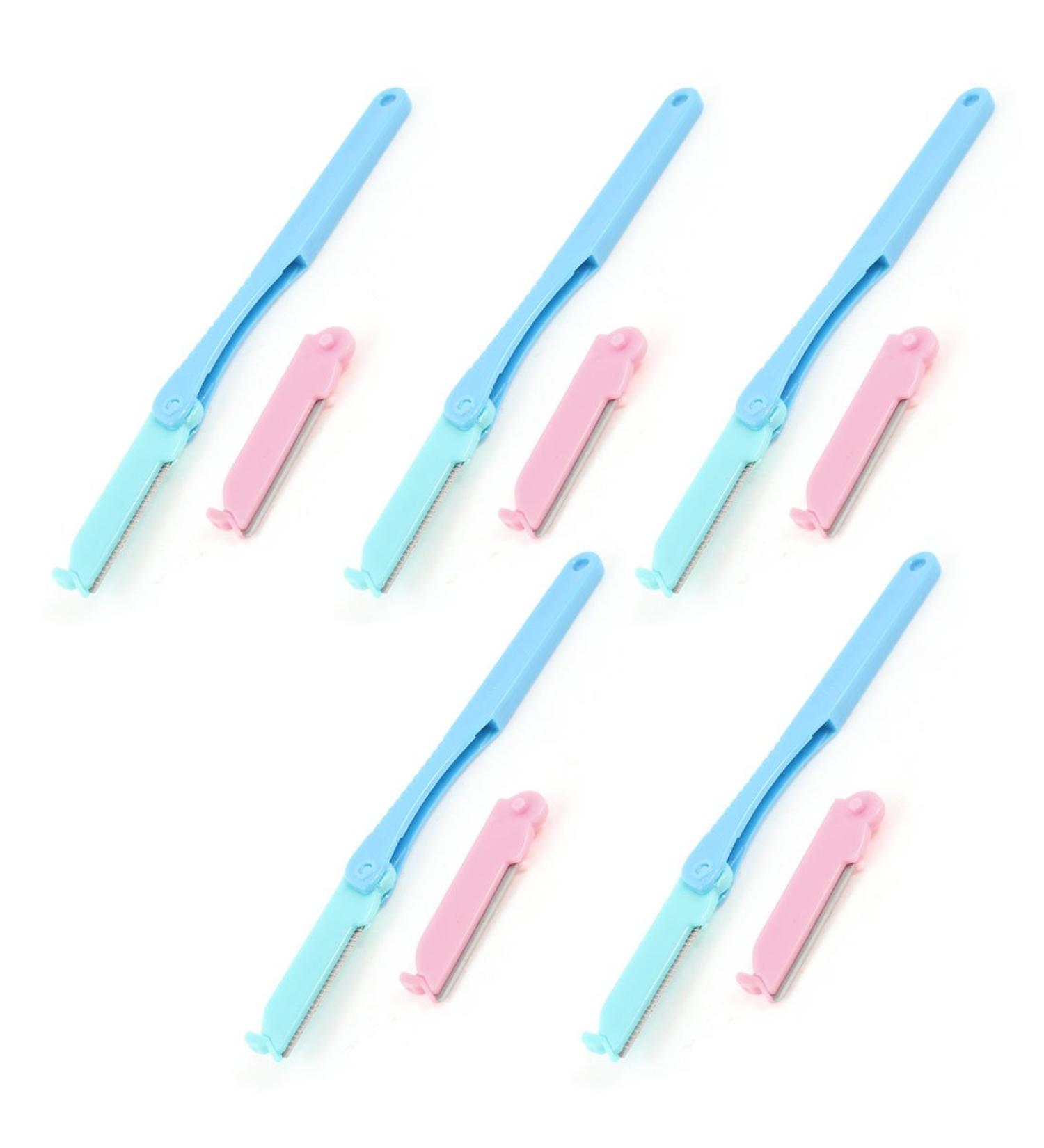 Ruilogod 5 in 1 Lady Women Metal Blade Eyebrow Razor Shaper Washable Trimmer Head