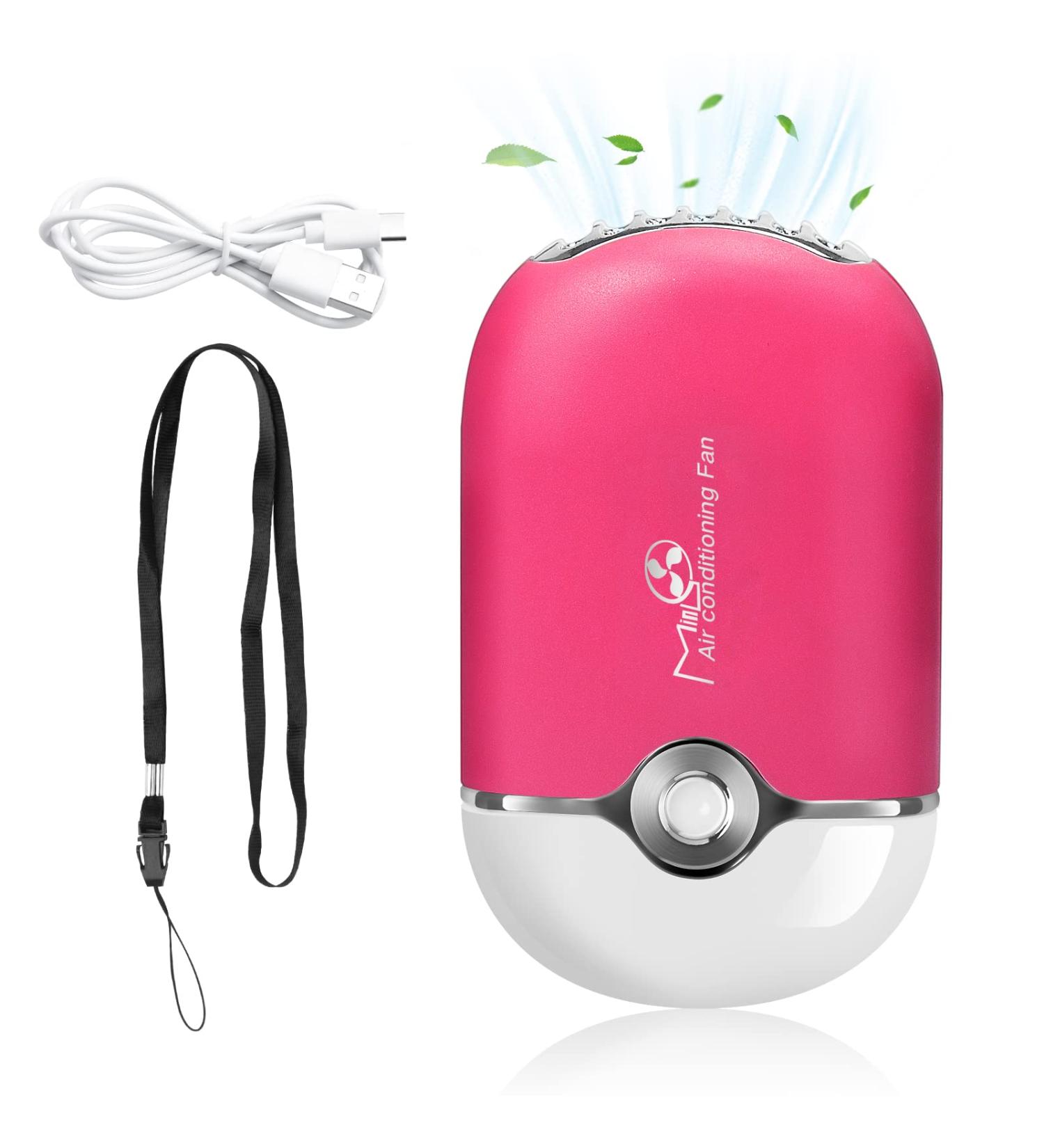 Buqikma Mini Lash Fan | Rechargeable Portable Handheld Dryer for Eyelash Extensions & Nail Dryer - Rose Red (Pink-Type C) - Buy Online on GoSupps.com