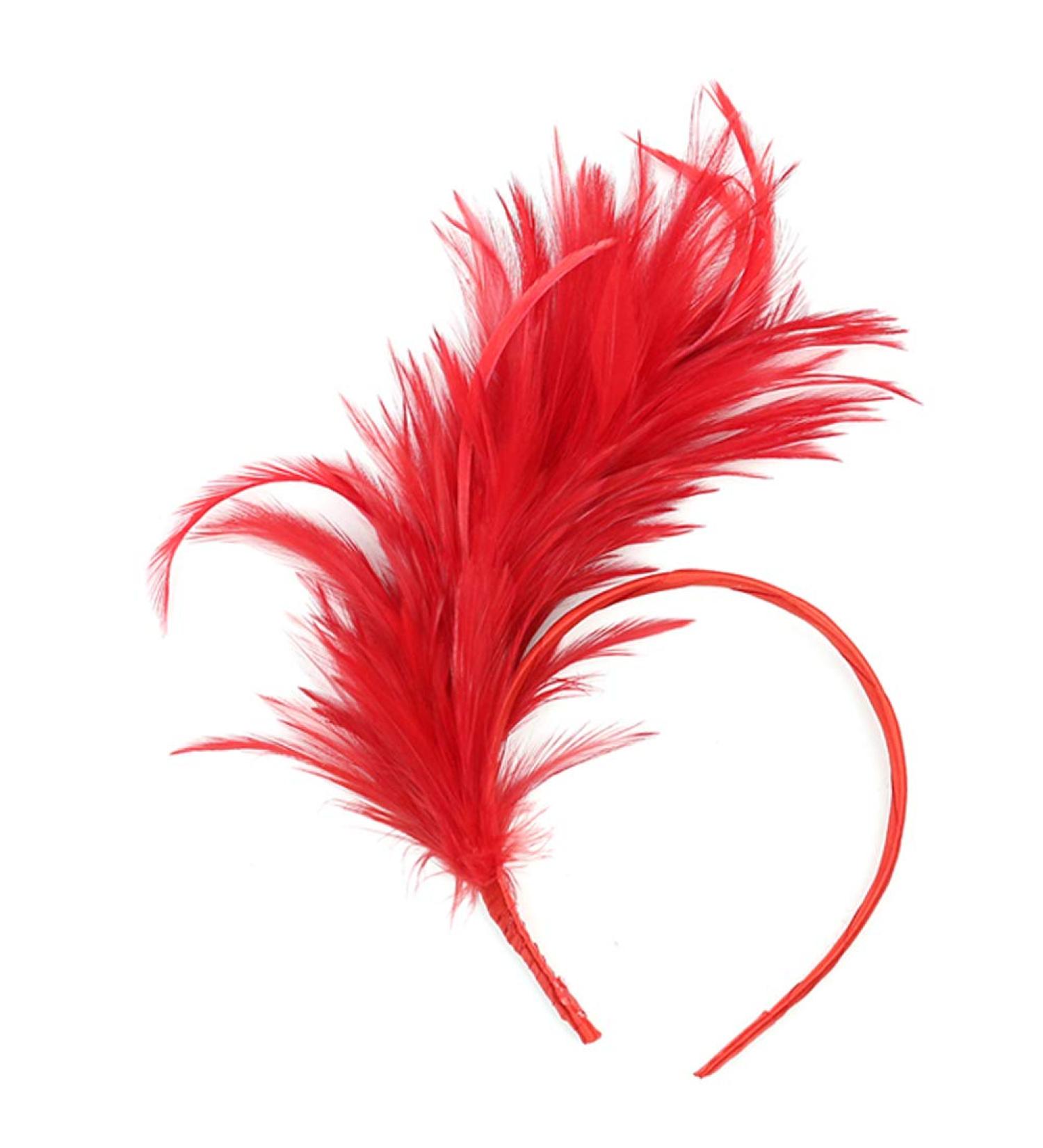 Feather Fascinator Headband Tea Party Headwear 1920s Headbands Flapper Headpieces 1920s for Women (Red) 1 Red - Buy Online on GoSupps.com