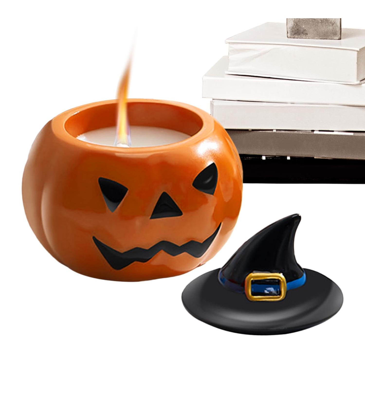 Pumpkin Scented Candles - Creative Red Witch Hat Natural Soy Wax Aromatherapy for Halloween Home Decor & Party - Buy Online on GoSupps.com