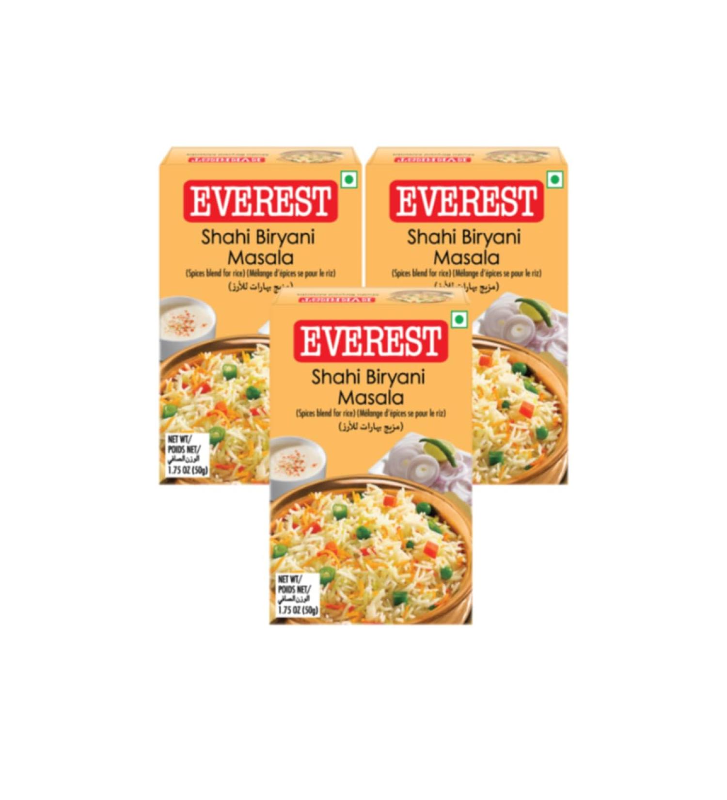 Everest Various Seasoning Masala Powder - A Mixture of Spices Adds Taste - Aromatic & Enhances the flavor of the meal - Simplifies & Speeds Up The Cooking Process (Shahi Biryani Masala 50g Pack of 3)