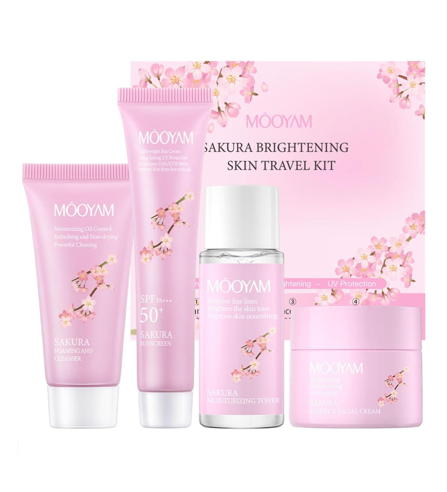 Cherry Blossom Skin Care Set - Moisturizing Travel Set for Teen Girls - Anti-Aging Skin Care Routine Kit 4Pcs Gentle Alcohol-Free Skincare with Cleanser - Buy Online on GoSupps.com