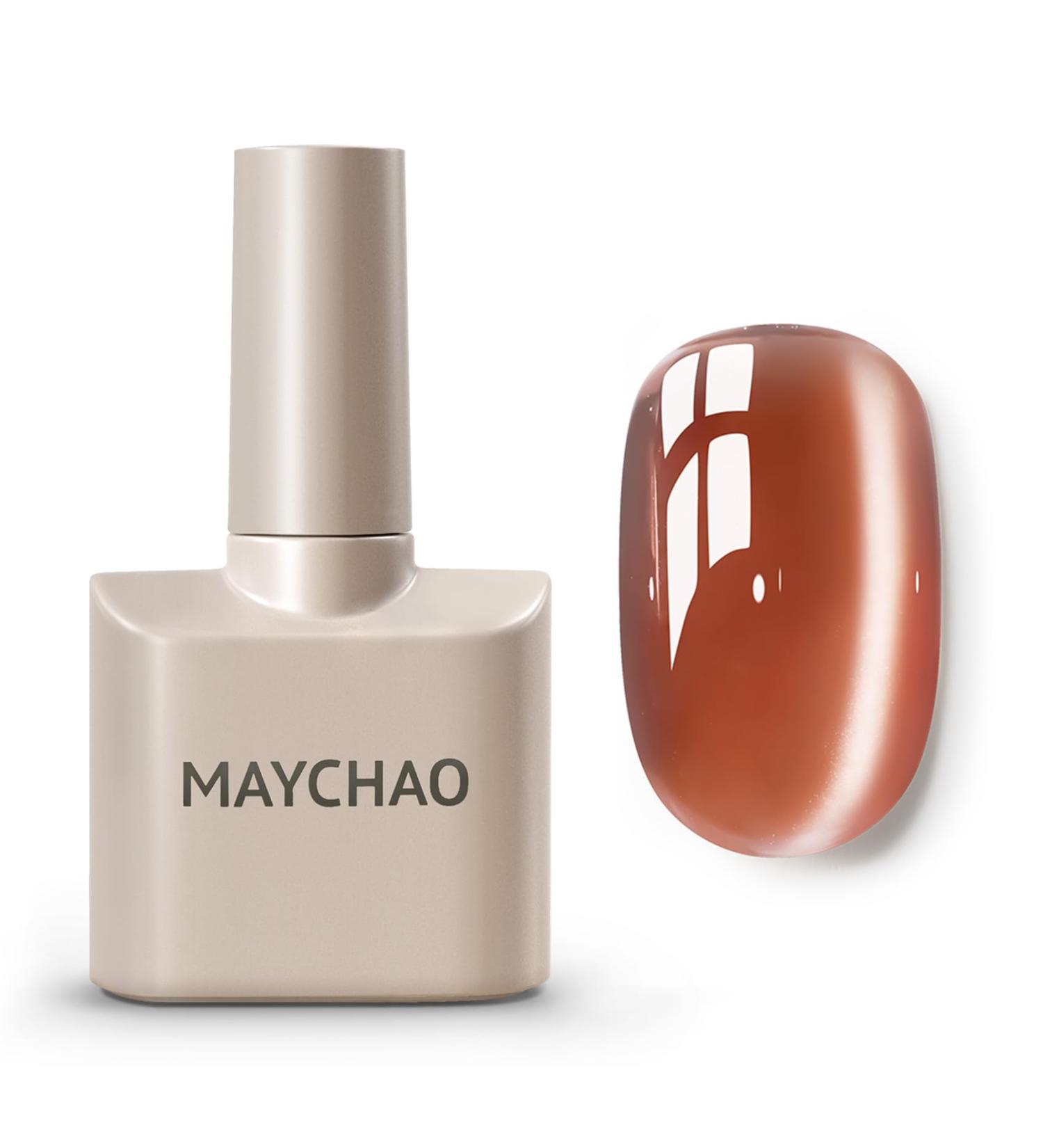 MAYCHAO 15ML Cat Eye Gel Nail Polish 1Pc Glassy Bronze Cat Eye Nail Polish with Magnet Soak off Holographic Magnetic Gel Polish for Nail Art Manicure Salon DIY at Home 0.5 OZ - Buy Online on GoSupps.com