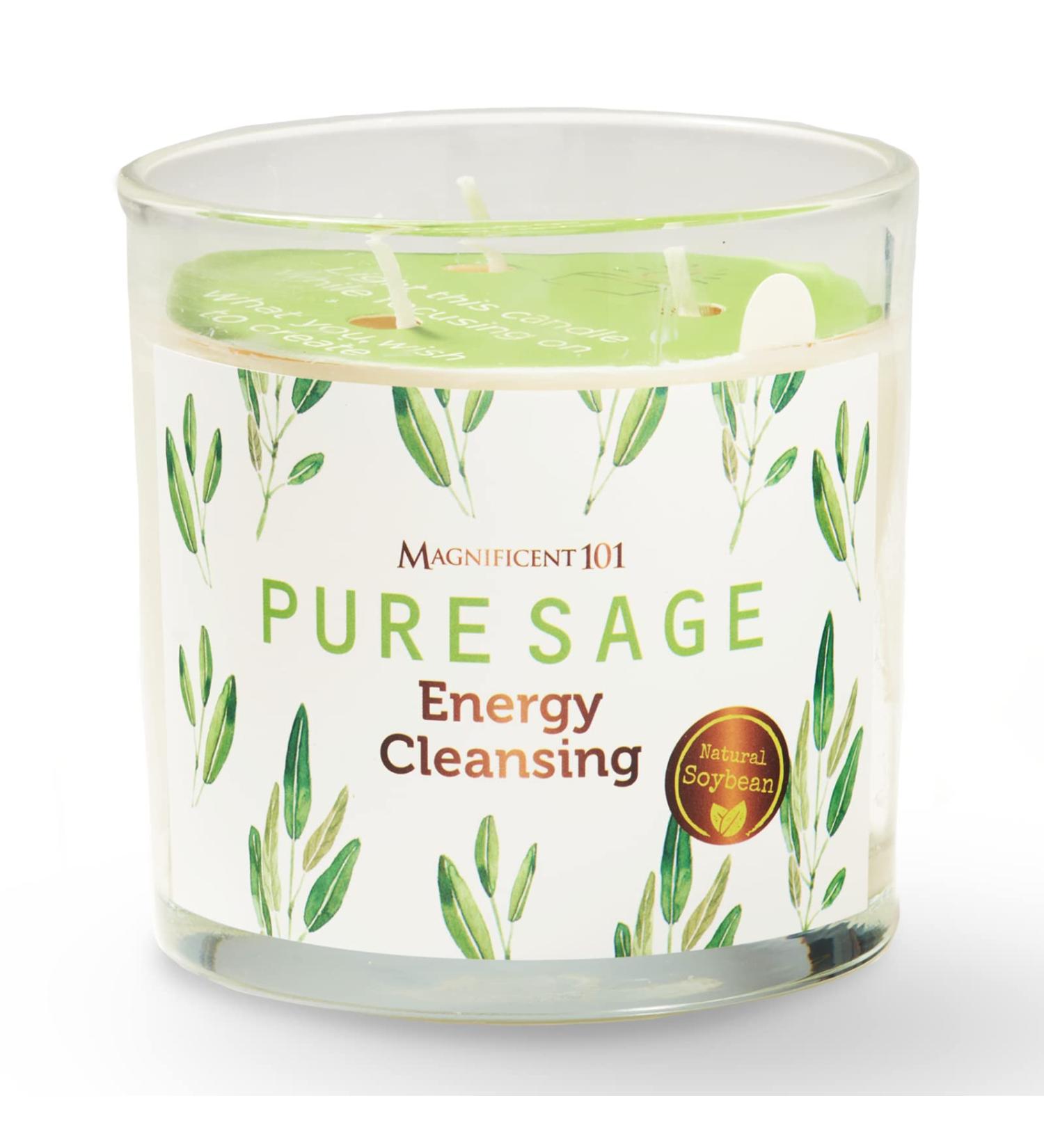 Magnificent 101 Aromatherapy Candles - Pure Sage 14 oz Soy Wax | 56 Hours Burn Time | Natural Energy Cleansing & Manifestation - Buy Online on GoSupps.com