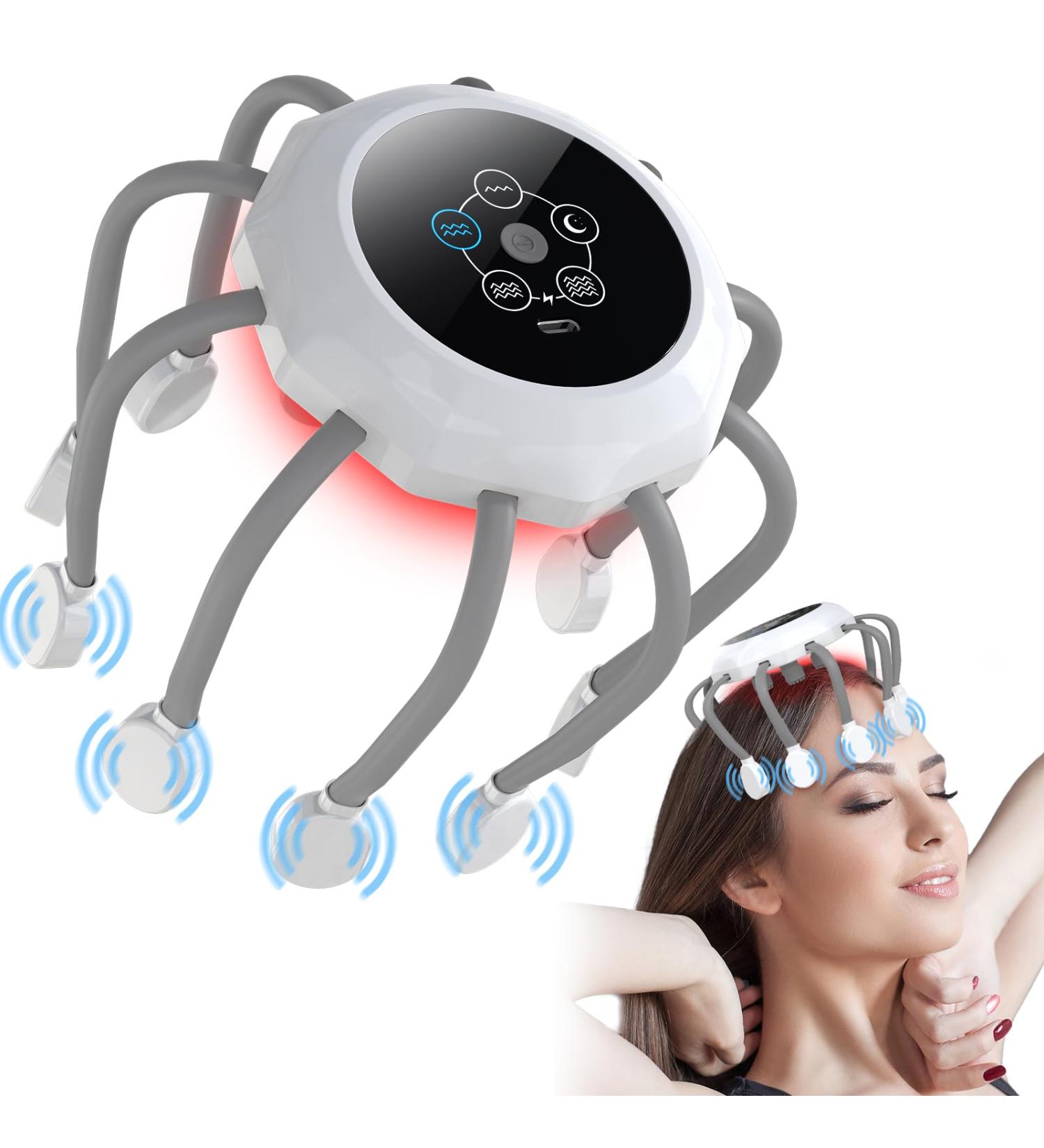 Buy Electric Head Massage Spider with Bluetooth & Red Light | 5 Vibration Modes for Headache Relief & Deep Sleep - Buy Online on GoSupps.com