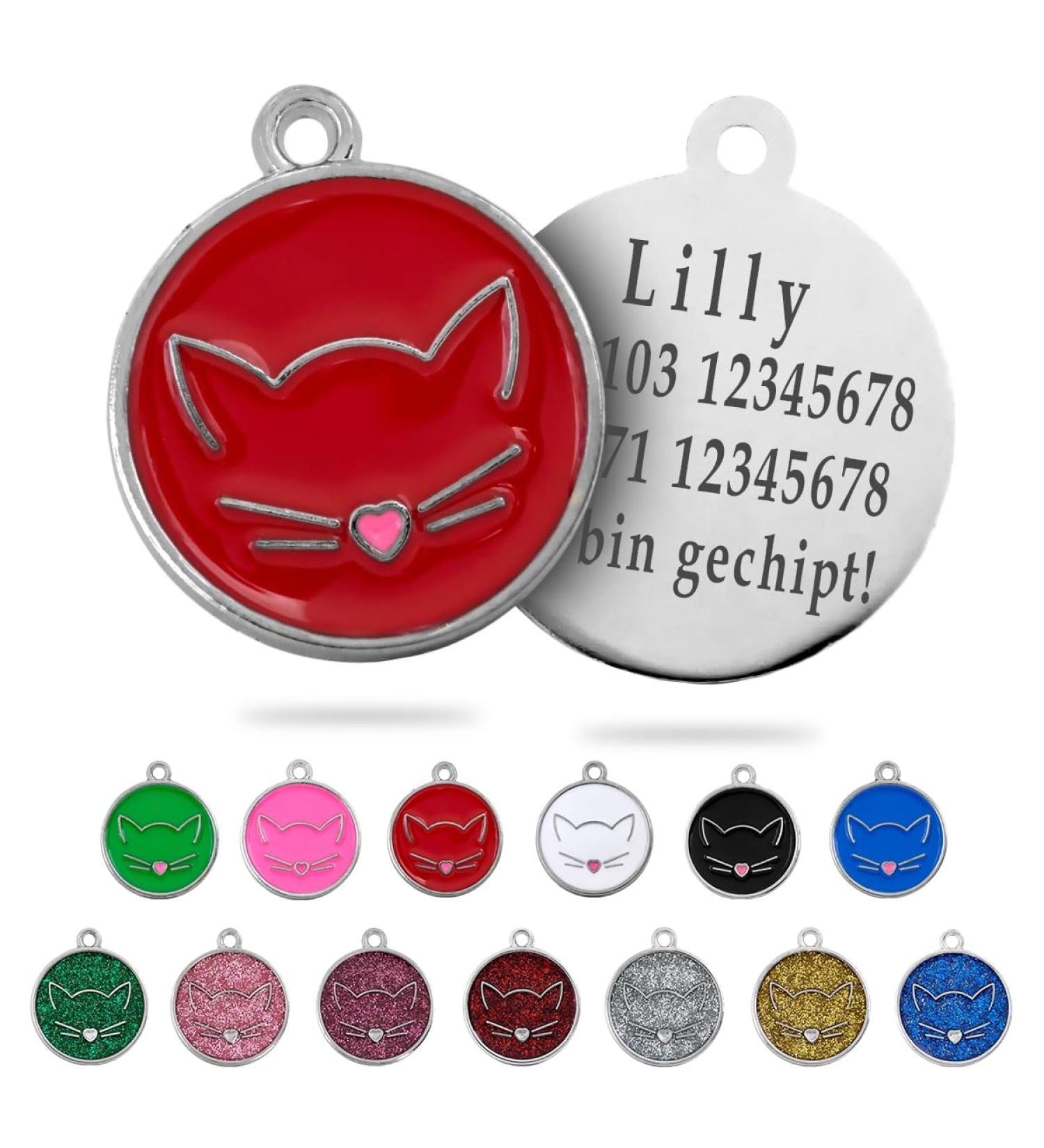Ibera Gifts - Personalized Round Cat Collar with Engraving for Medium to Large Cats - Red Cat Necklace & Address Tag - Buy Online on GoSupps.com