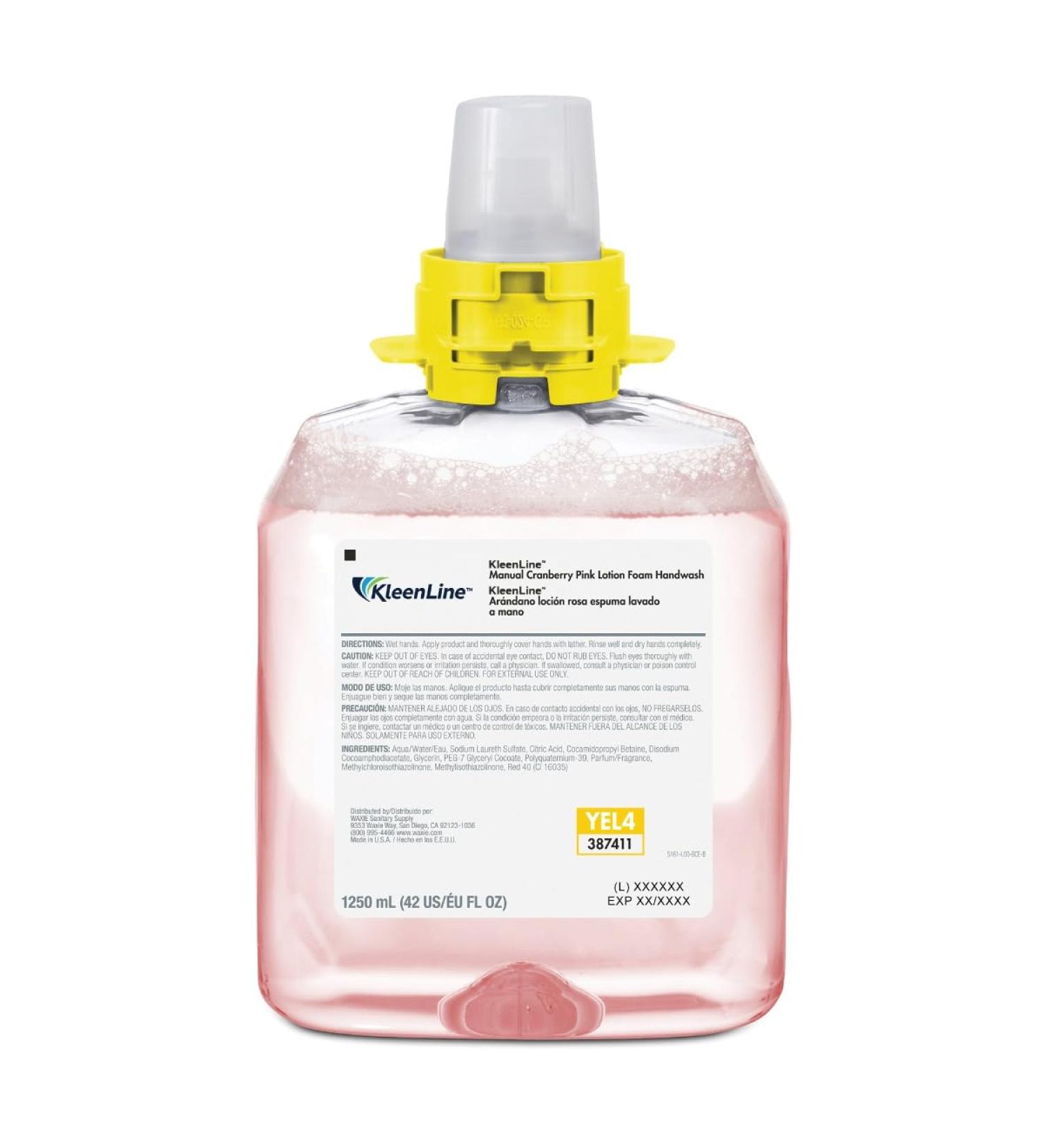 KleenLine Manual Pink Cranberry Foam Handwash 5161-04-BCE00YL 1250 ml Refills | 4 Bottles/Case - Buy Online on GoSupps.com