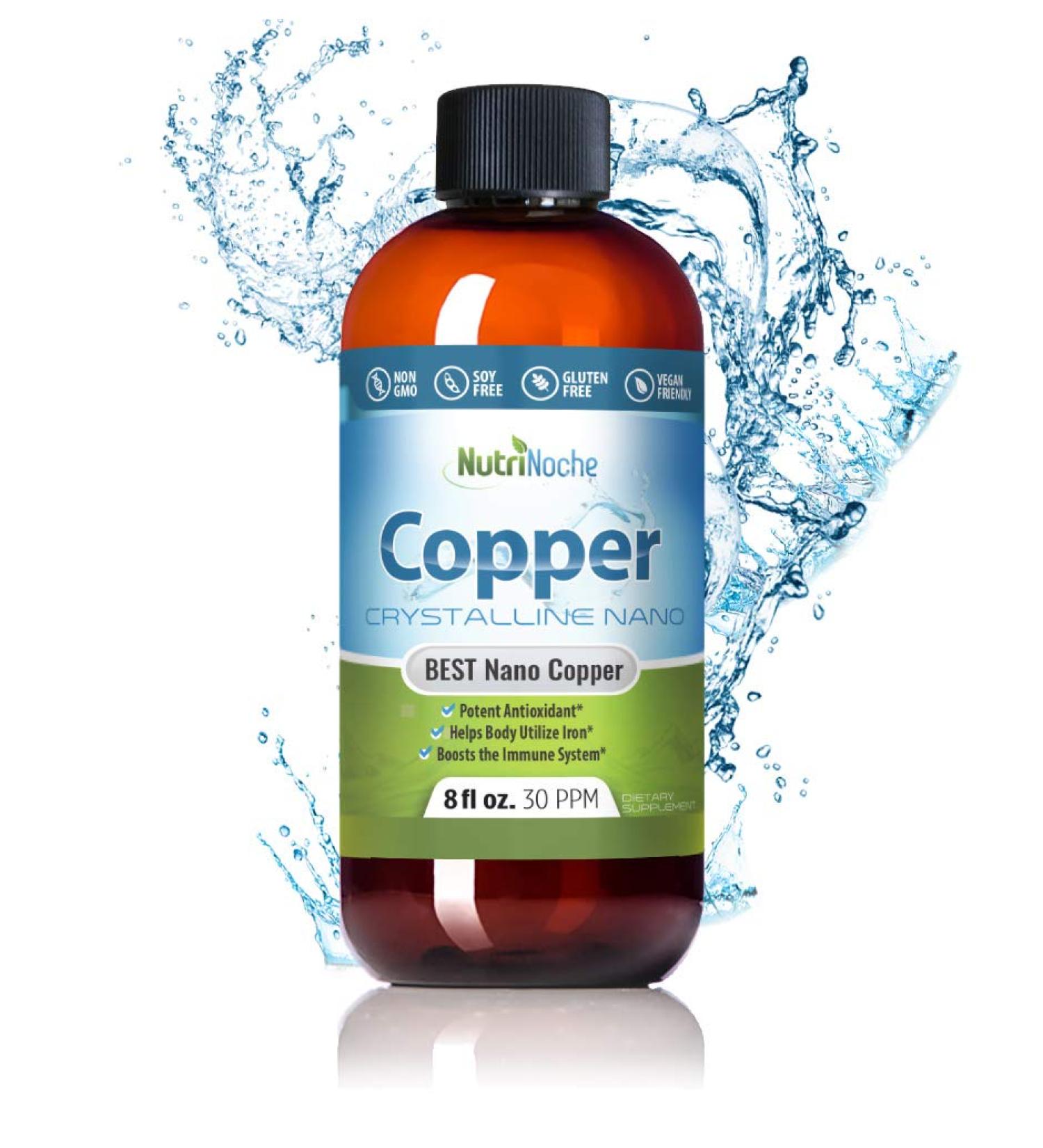 NutriNoche Pure Crystalline Liquid Copper Supplement - 30 PPM - 8 Fl Oz - Colloidal Minerals - Buy Online on GoSupps.com
