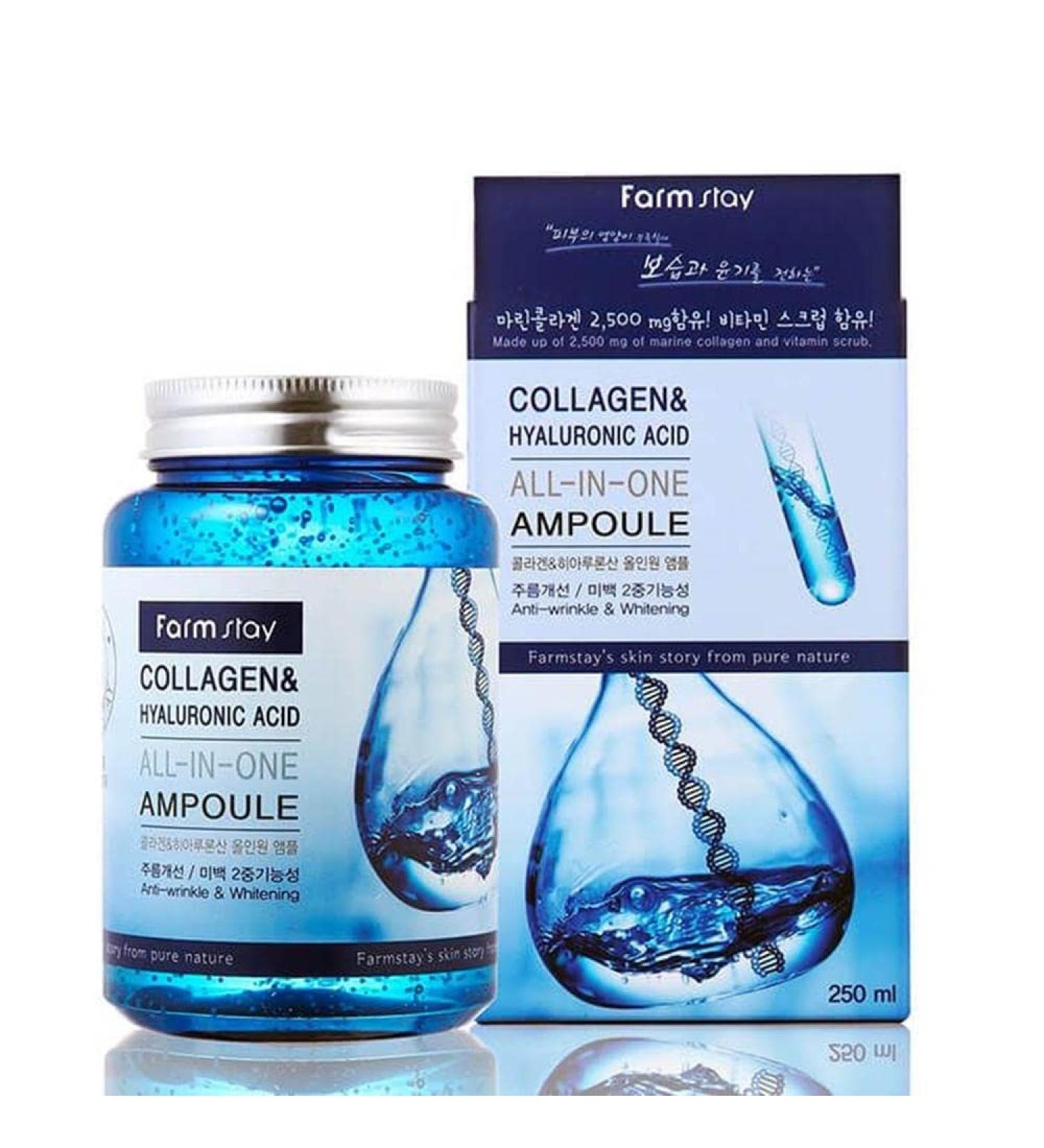 Collagen & Hyaluronic Acid All-in-One Moisturizer Ampoule 250ml | Farmstay Farm - Hydrate & Rejuvenate! - Buy Online on GoSupps.com