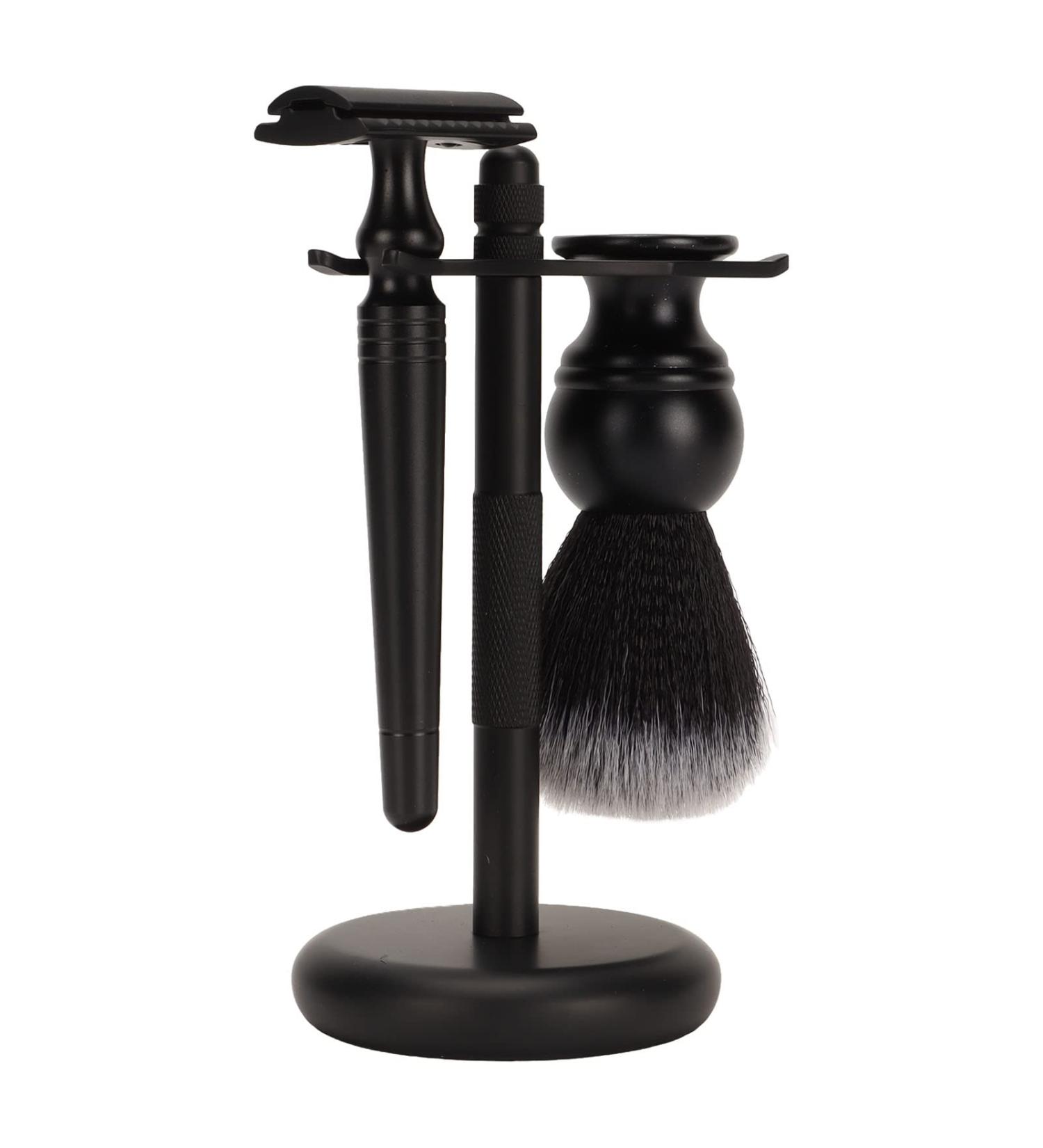 Premium 3-in-1 Men's Shaving Set | Manual Shaving Kit with Trimmer Stand and Beard Brush - International Shipping Available - Buy Online on GoSupps.com