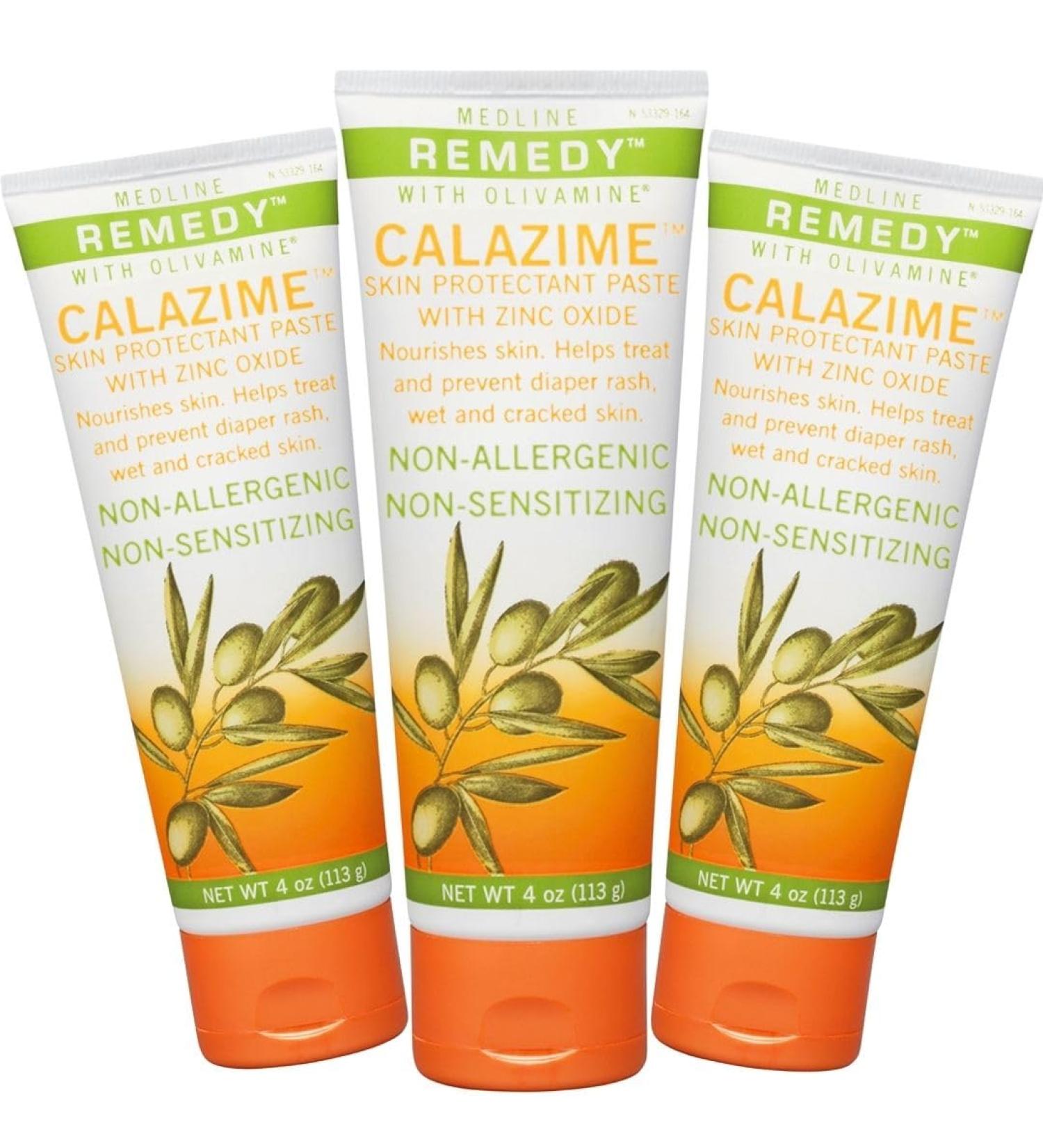 Medline Remedy Olivamine Calazime Skin Protectant Paste Cream Used with Dry Chapped from Diaper Rash Incontinence Dermatitis Psoriasis Burns Bites White 4 Oz 3 Count 4 Ounce (Pack of 3)
