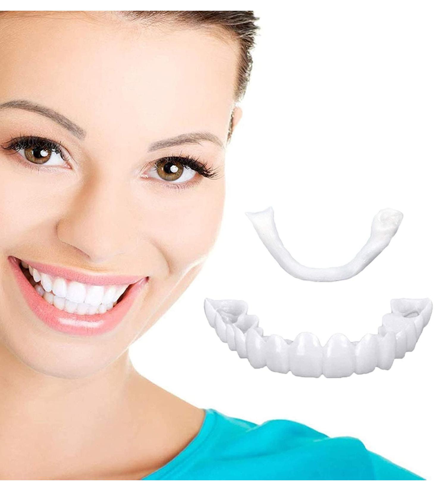 XLBHSH Cosmetic Dentures - 2 Pairs of Temporary Teeth Veneers for Comfort Fit | Upper & Lower False Teeth - Buy Online on GoSupps.com
