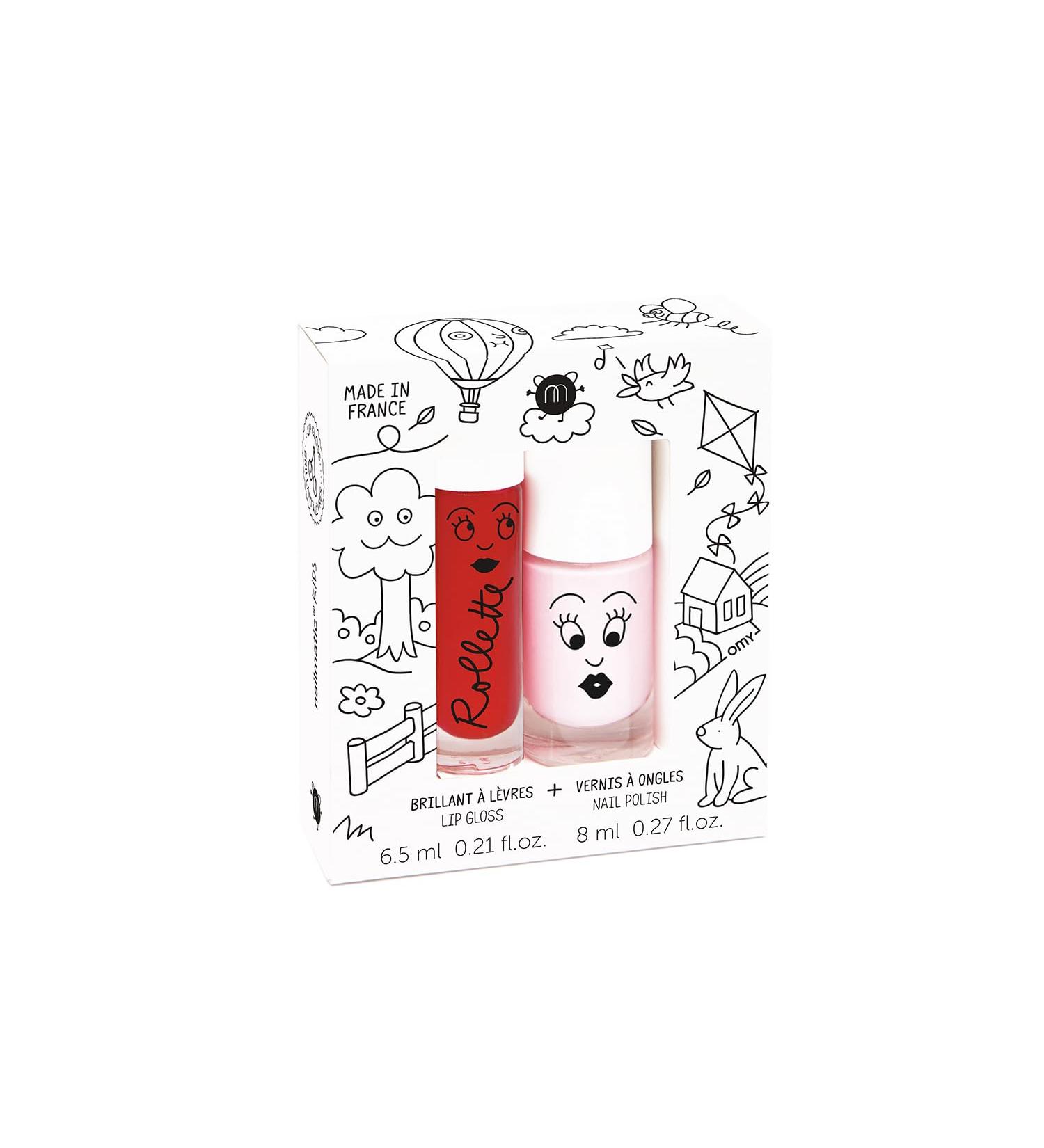 Nailmatic Kids Cottage Set - Children's Nail Polish & Lip Gloss - Pink Nail Polish + Natural Cherry Lip Gloss - Perfect for Ages 5+ - Buy Online on GoSupps.com