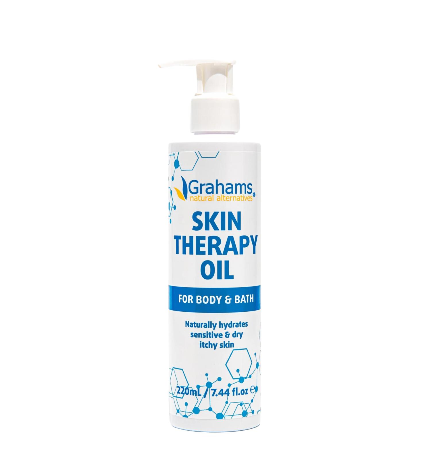 Grahams Natural Skin Therapy Oil - Bath & Body Oil for Dry Skin & Itch Relief, Moisturise & Soothe Eczema-Prone, Dermatitis, Sensitive Skincare, Hypoallergenic, Steroid-Free (1 x 7.44 fl oz) - Buy Online on GoSupps.com