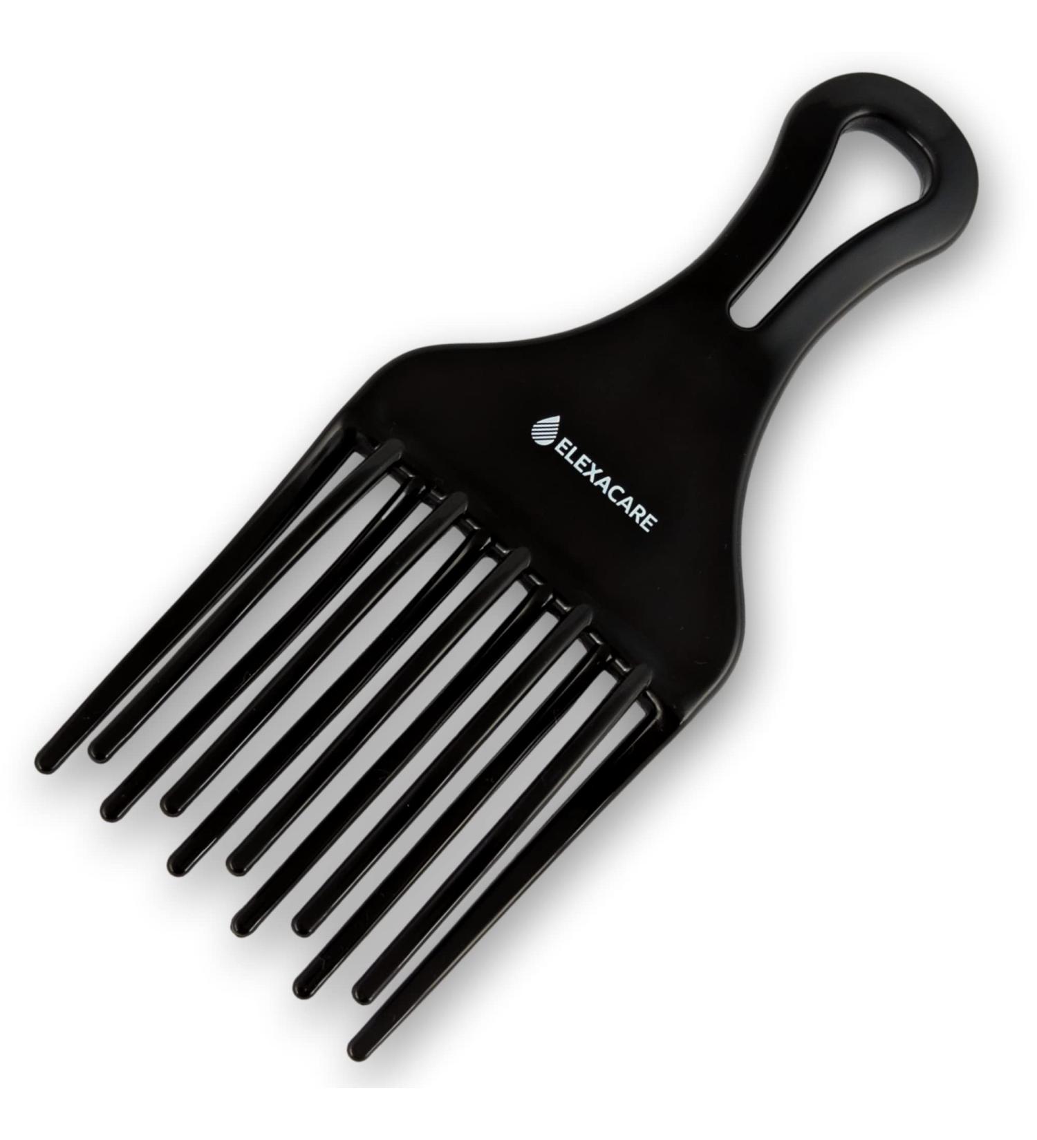ELEXACARE Afro Comb - Wide-Toothed Finger Styler for Curls & Curly Hair | Premium Black Styling Comb for Natural Hair - Buy Online on GoSupps.com