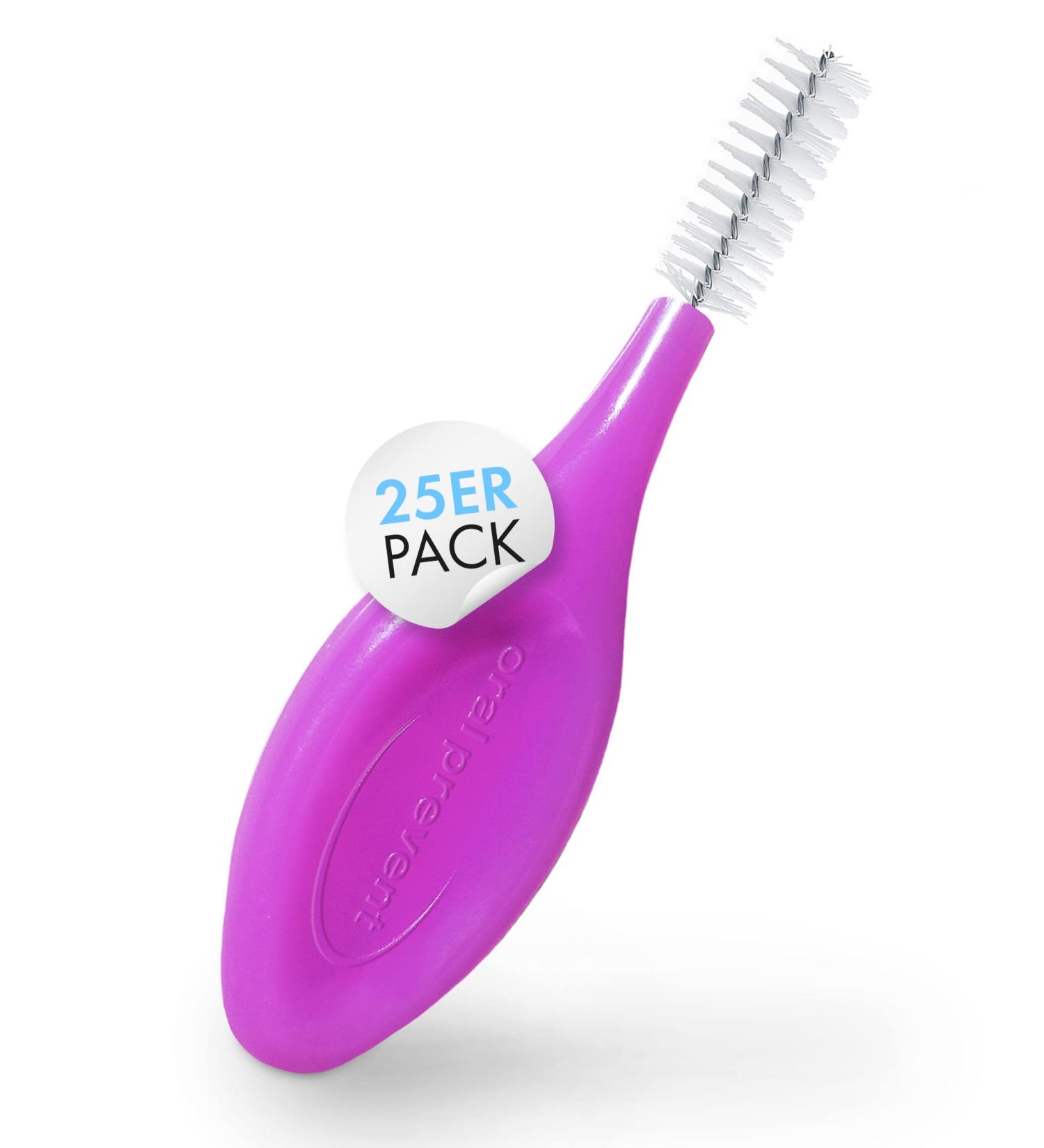 Buy 25 Pack Oral Prevent Interdental Brushes - ISO Size 7 - Tartar & Caries Prevention - Purple - 1.30 mm - Effective Tooth Cleaning for Gaps - Buy Online on GoSupps.com